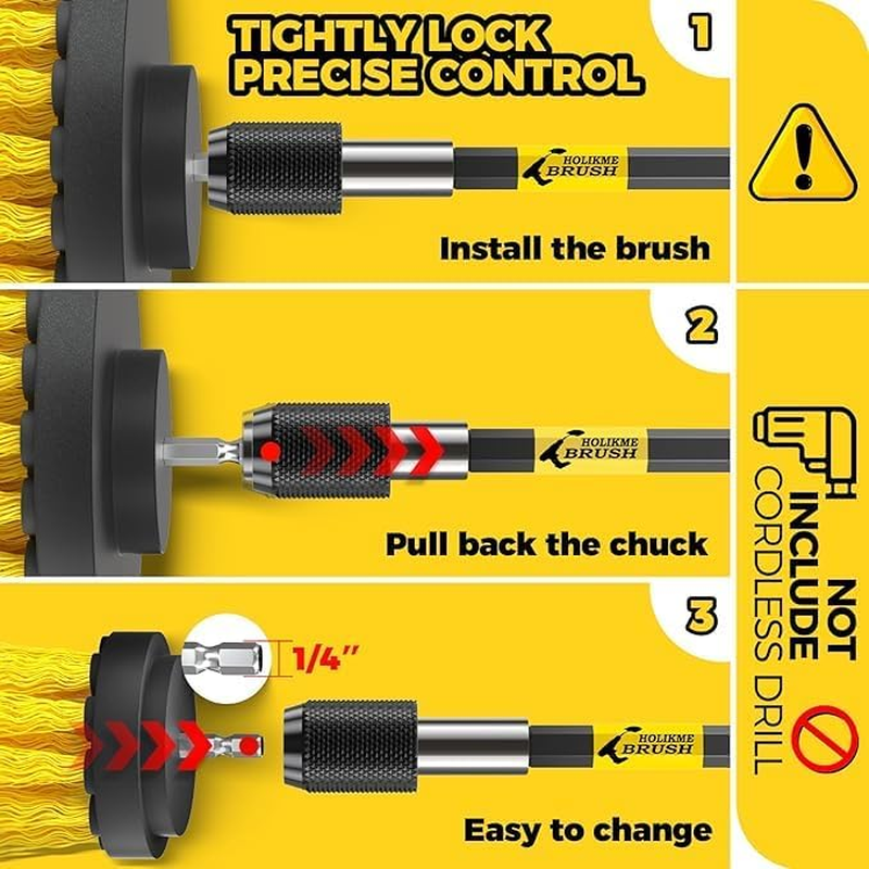 Holikme 20Pack Drill Brush Attachments Set, Scrub Pads & Sponge, Buffing Pads, Power Scrubber Brush with Extend Long Attachment, Car Polishing Pad Kit,Cleaning Supplies，Shower Scrub,Scratch Brushes image number 5