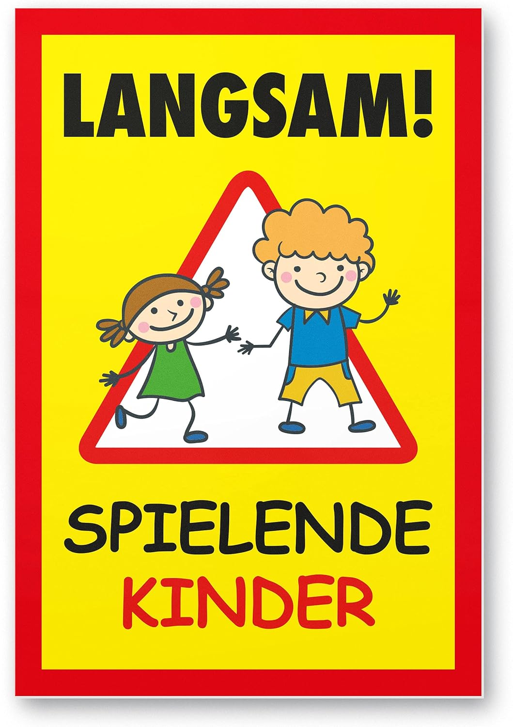 Komma Security Slow Playing Children Plastic Sign 20 X 30 Cm Safety Sign Warning Sign Warning Sign Slow Driving Warning Note Play Street Playground - Caution Playing Children image number 5