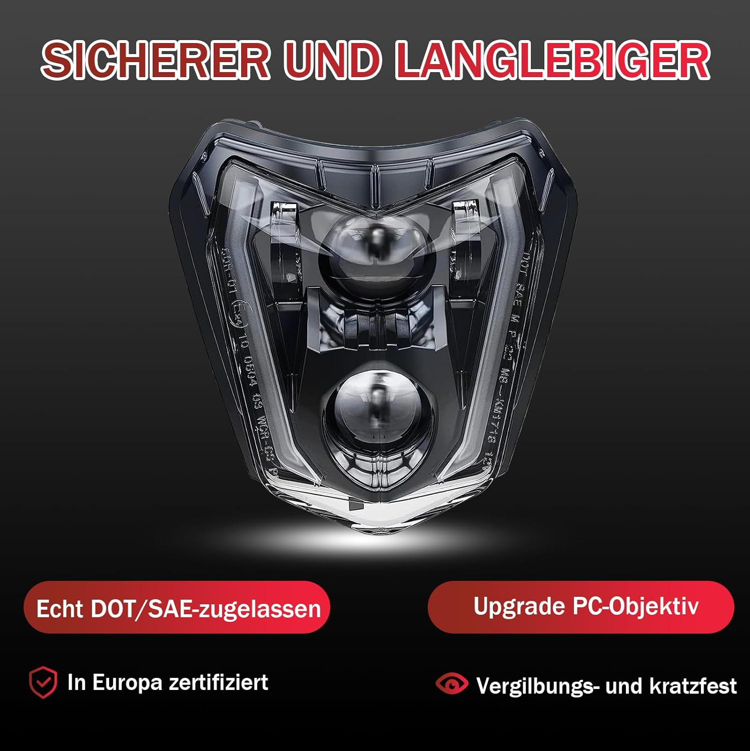 LED Motorcycle Headlight E-Approved for KTM EXC XCW 250 350 450 500 2014-2023 SMC-R 690 Enduro 2019-2023