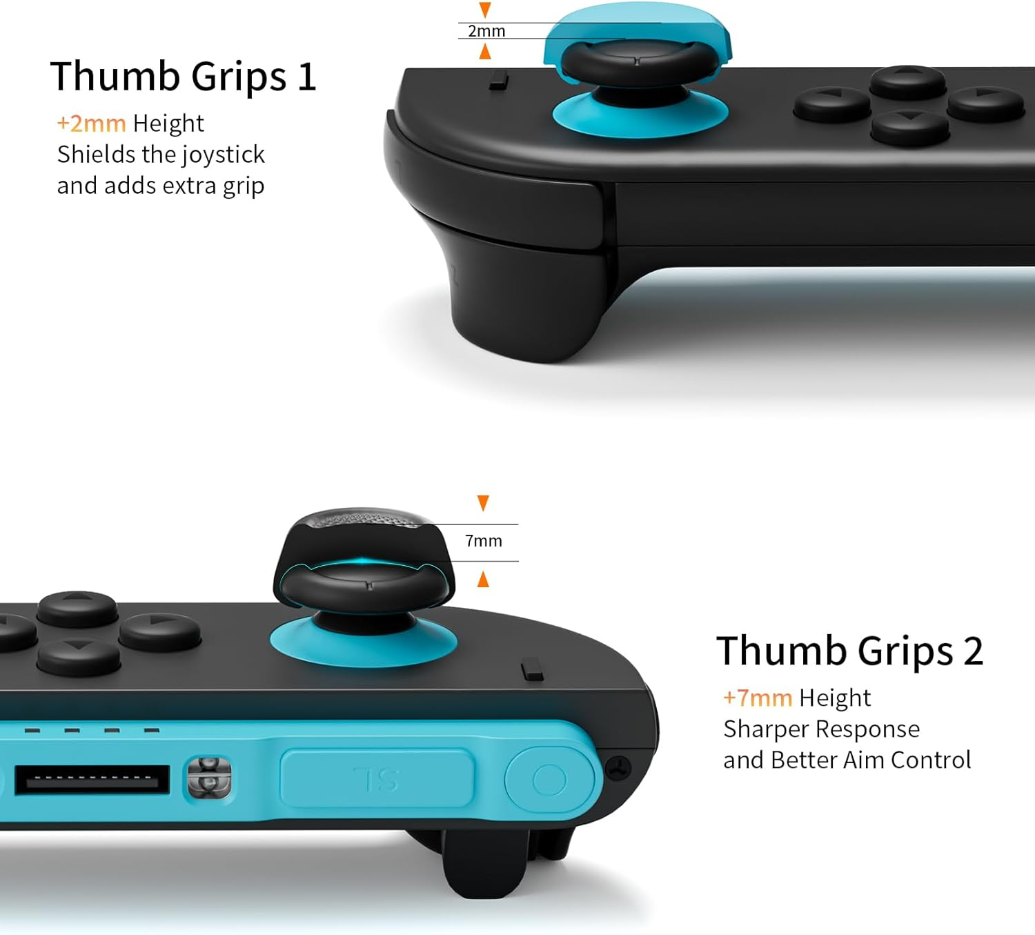 COOWPS Switch 2 Thumb Grips for Nintendo Switch 2 (2025) and Pro Controller, Anti-Slip Silicone Joystick Cover, Comfort Ergonomic Design Thumb Grip Caps for Switch 2 image number 6