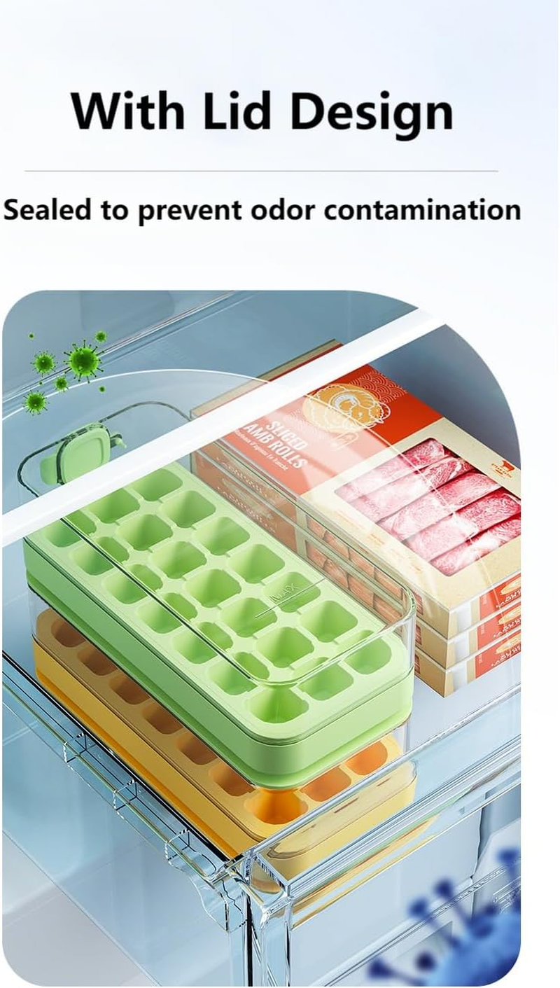 ANAVE Magic&trade; Next-Gen 21-Cube Vertical & Silicone Ice Cube Tray with Leak-Proof Lid Stackable Bin - Easy Pop-Out, Space-Saving Large Capacity Freezer Cube Maker for Whiskey, Cocktails