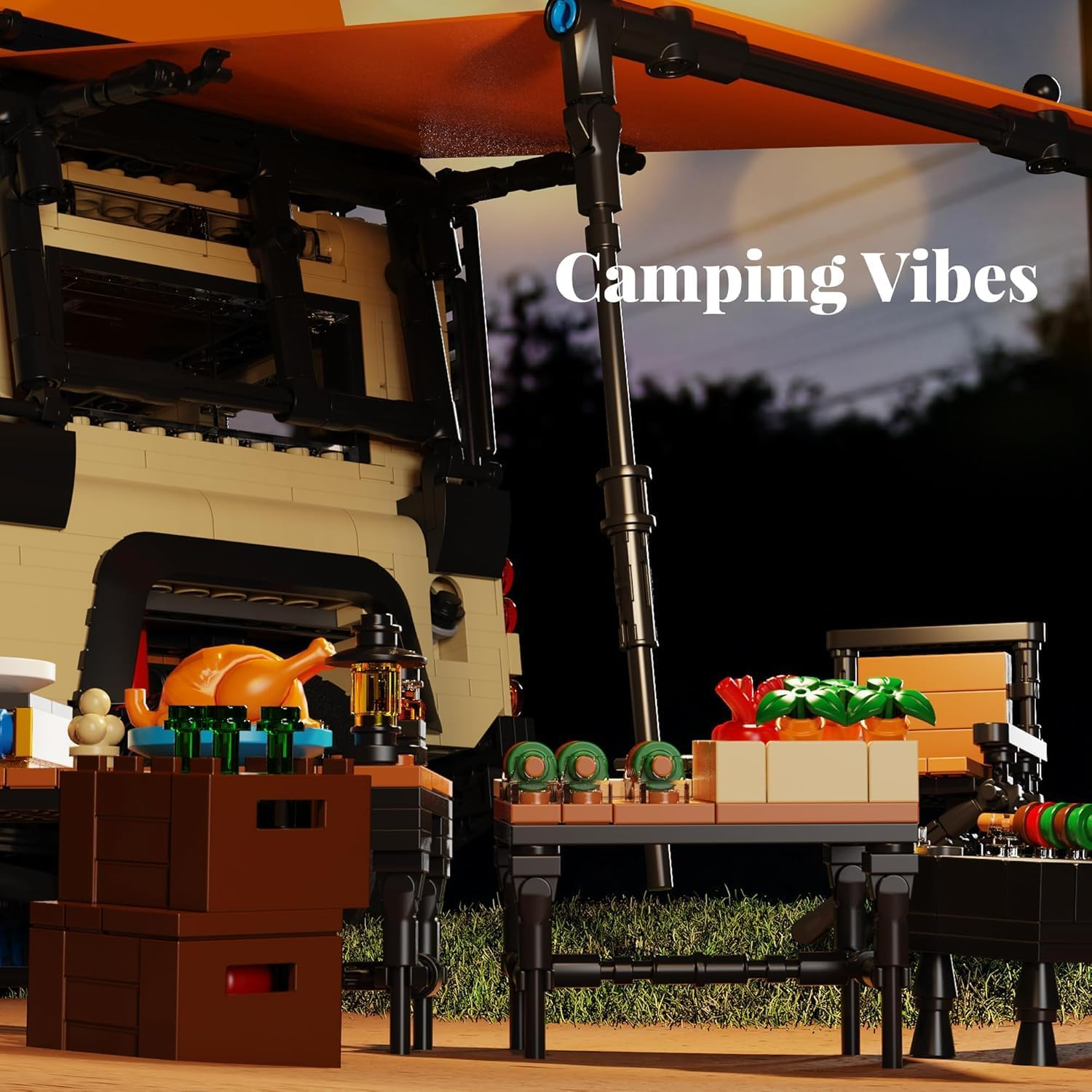 Land Rover Defender Building Block Set, 2766 PCS off Roader Camper Model Kit with Camping Tables, Chairs and Gear, Camping Car Building Toy for Kids 6+ and Adults, Compatible with image number 4