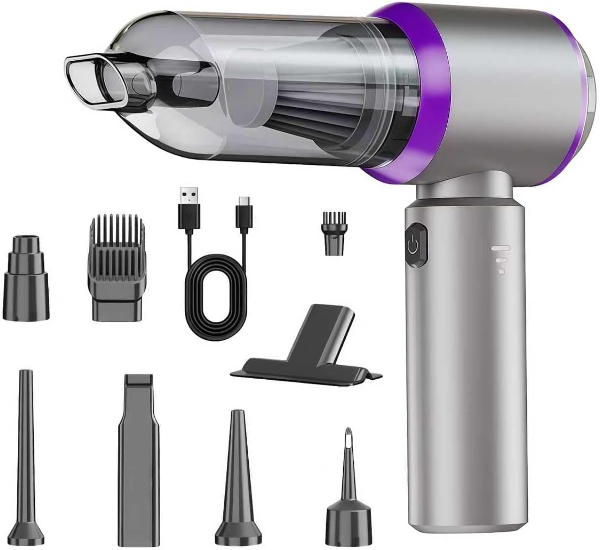 Car Vacuum Cleaner Cordless, 16000Pa High Power Handheld Vacuum with Brushless Motor, 4-In-1 Mini Vacuum Rechargeable & Air Blower, Portable for Car Home Office Pet Cleaning, HEPA Filter image number 3