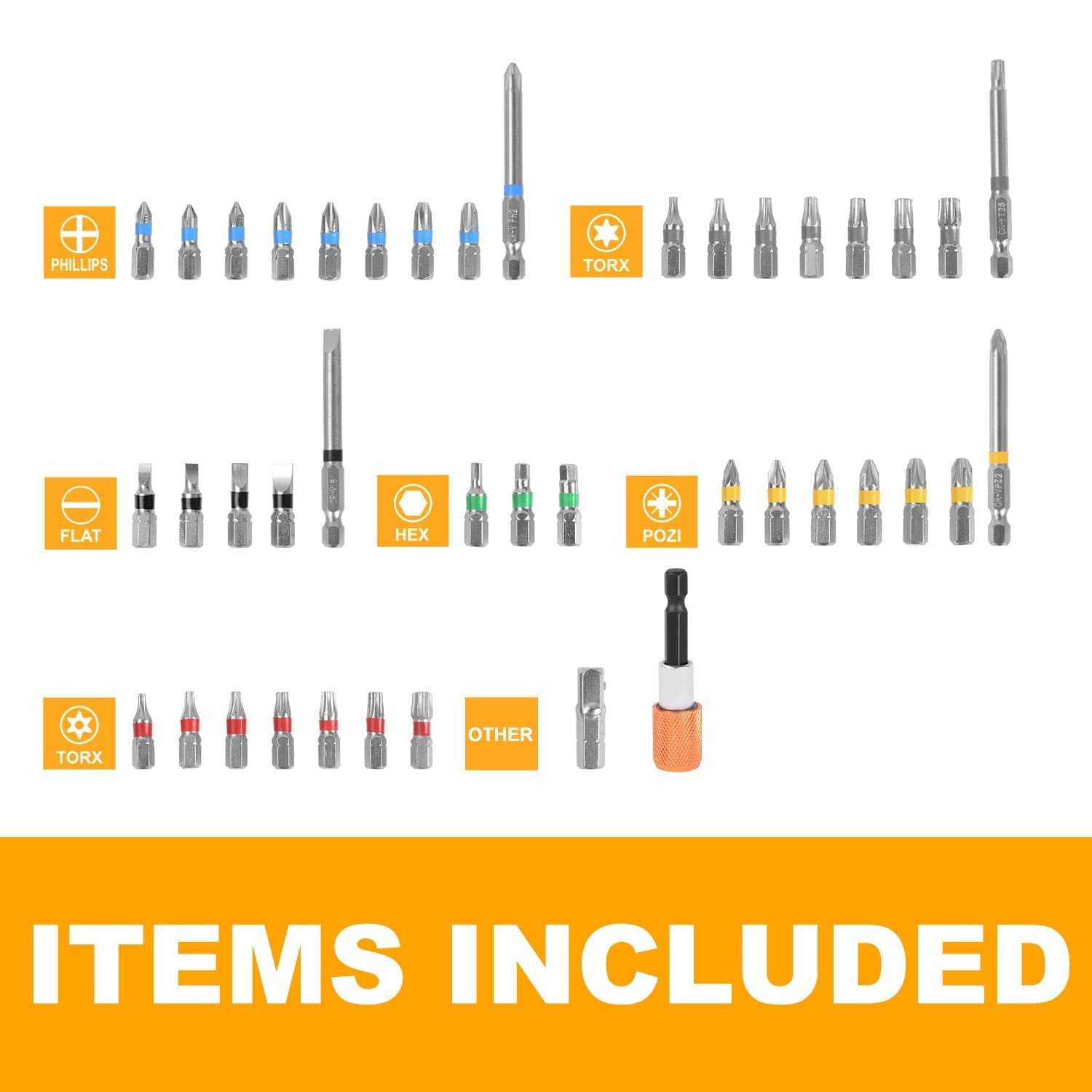 Masterspec 42Pcs CR-V Security Screwdriver Bits Set Professional Extra Hard Metal Drill Bit Kit W/Quick Release Bit Holder image number 6