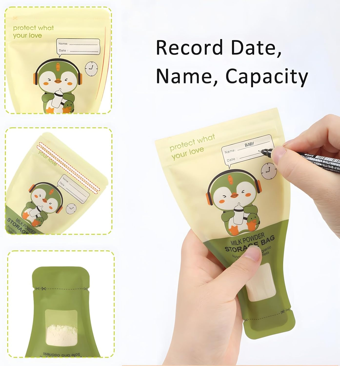 Baby Formula Storage Bags, 30 Pack Portable Milk Powder Dispensers, Bpa-Free Baby Formula Disposable Bags, Idea for Travel or On-The-Go (Pink) - Pink image number 6