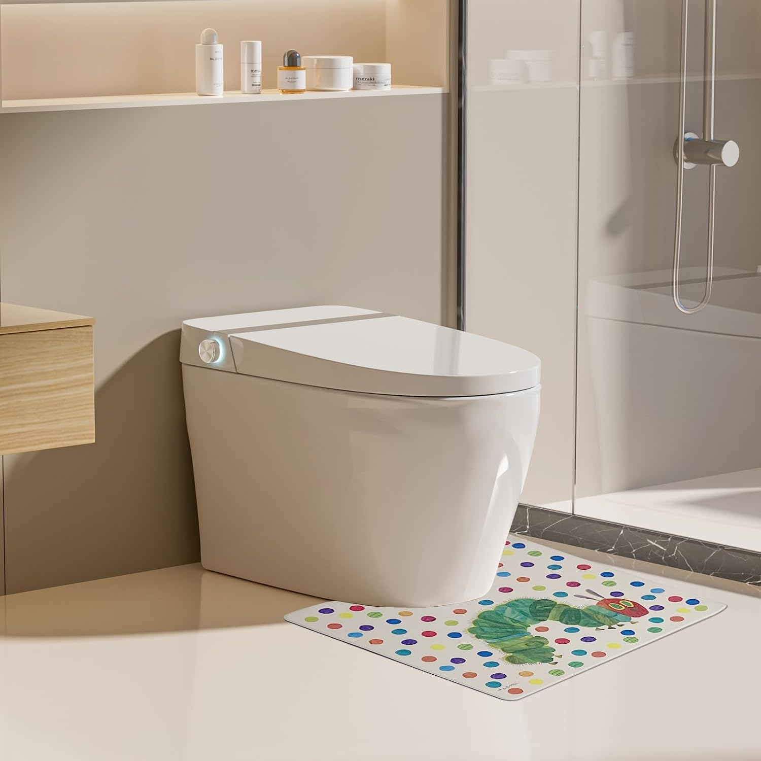 Colorful PVC Kitchen Mats, Non Slip Kitchen Mats for Floor Cushioned Kitchen Rugs and Mats, Waterproof Toilet Mat for Kitchen,Home, Bathroom,Floor,Sink,Laundry (Green Flower, 55 * 60Cm)