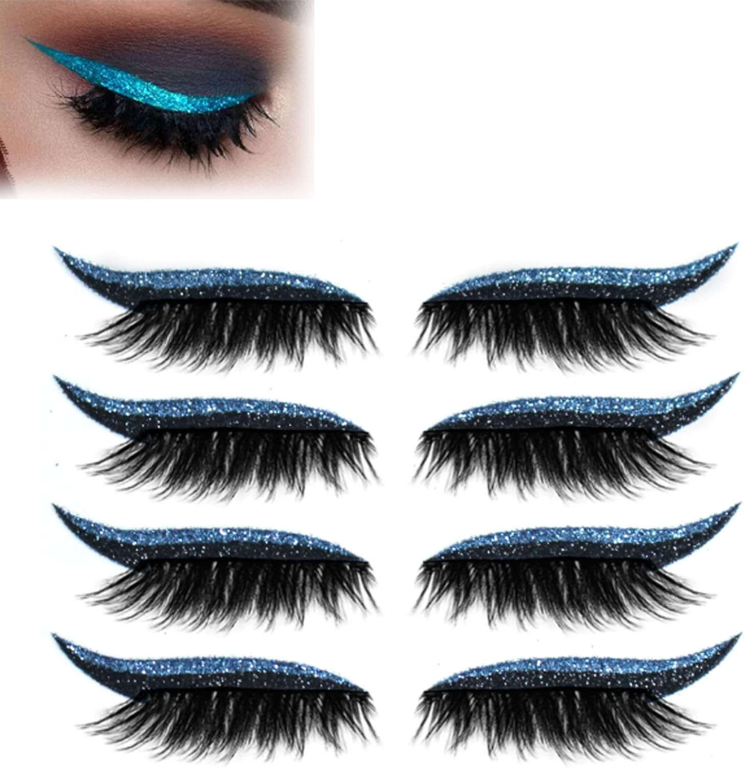 Eye Wigs Lashes with Eye Shadow, 2026 New Reusable Natural Eyes Shadow Eyelash Patch with Glitter, Lazy Eyelash Patch for Party Prom, 1-Second Perfect Eyes (Black)