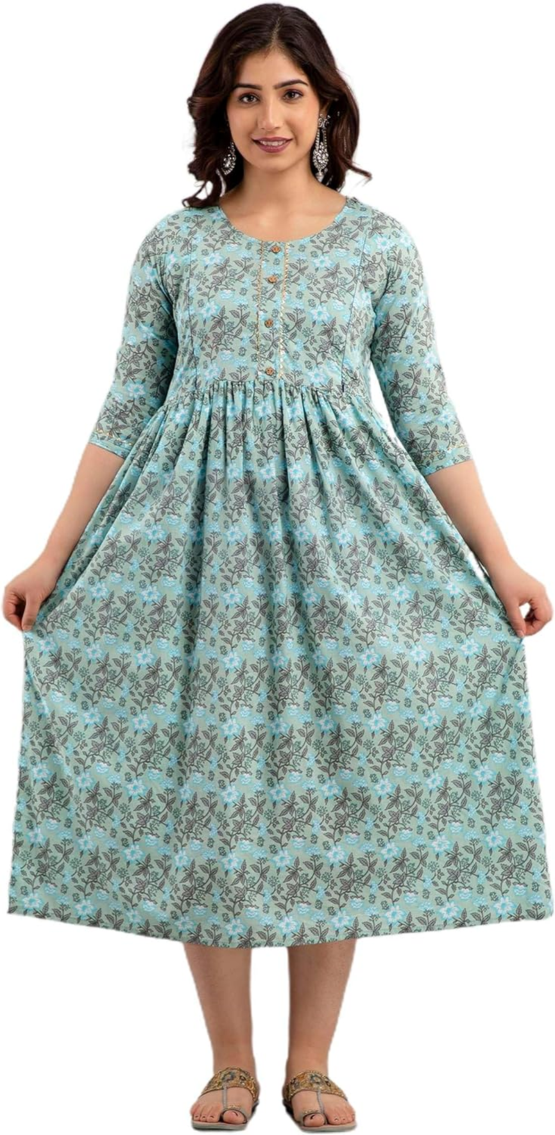 Maghmawomen'S Maternity Dress Kurti for Pregnancy Women with Breastfeeding Dress with Floral Maternity image number 6