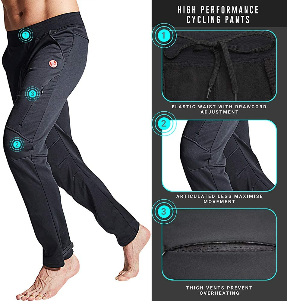 Souke Sports Men'S Bike Cycling Pants Windproof Hiking Outdoor Winter Fleece Thermal Athletic Pants image number 1