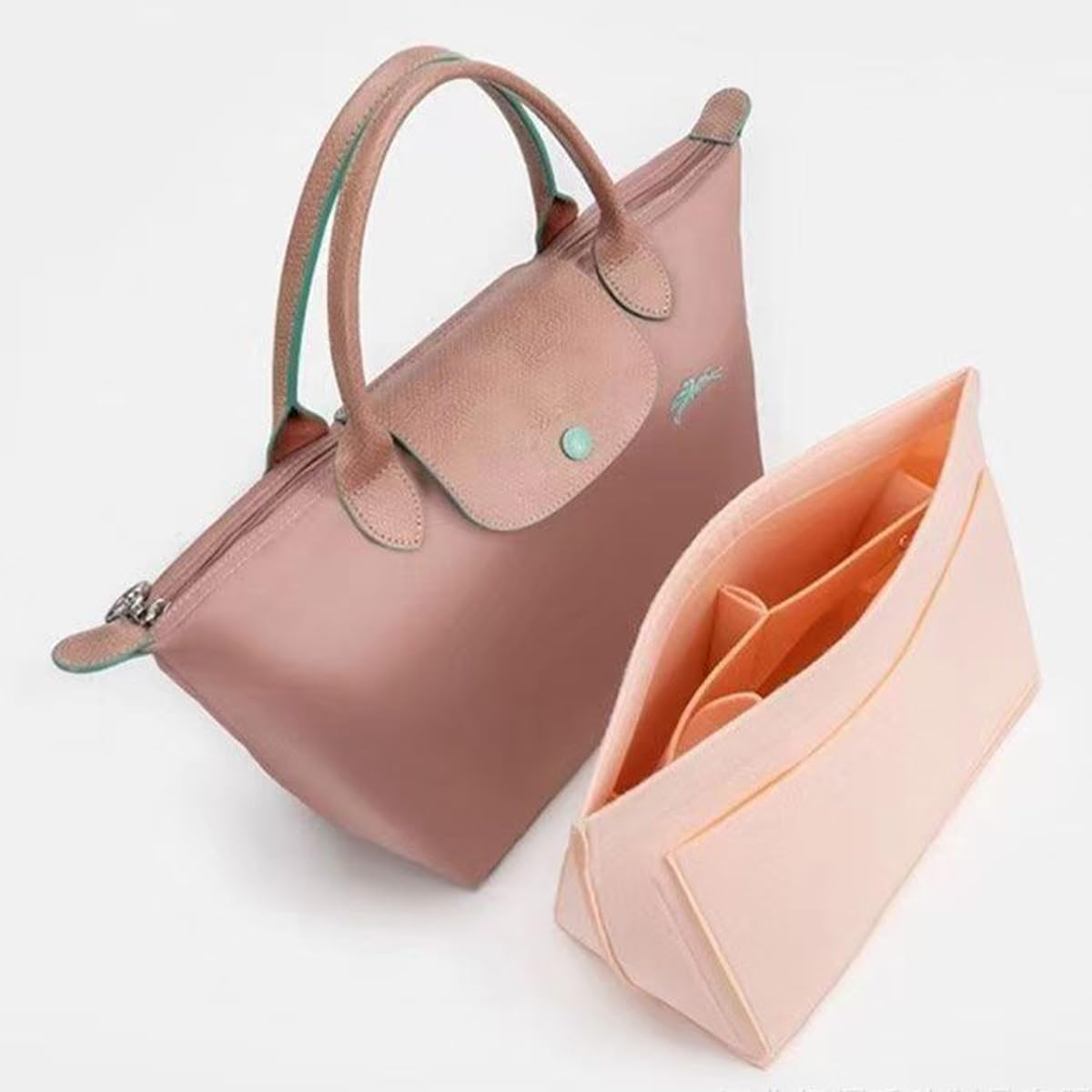 Namvo Organiser for Tote Bag Bag Organiser Purse Organiser Multi-Pocket Felt Handbag Organiser for Insert Wallet Organiser for Tote Bag Pink M 26X13X20 image number 6