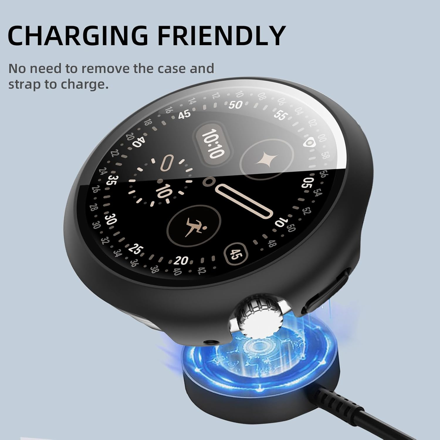 Case Compatible with Google Pixel Watch 4 41 Mm, Hard PC Case with Tempered Glass Screen Protector, Scratch-Resistant and Shock-Absorbing Protective Case for Google Pixel Watch 4 41 Mm - Black image number 6