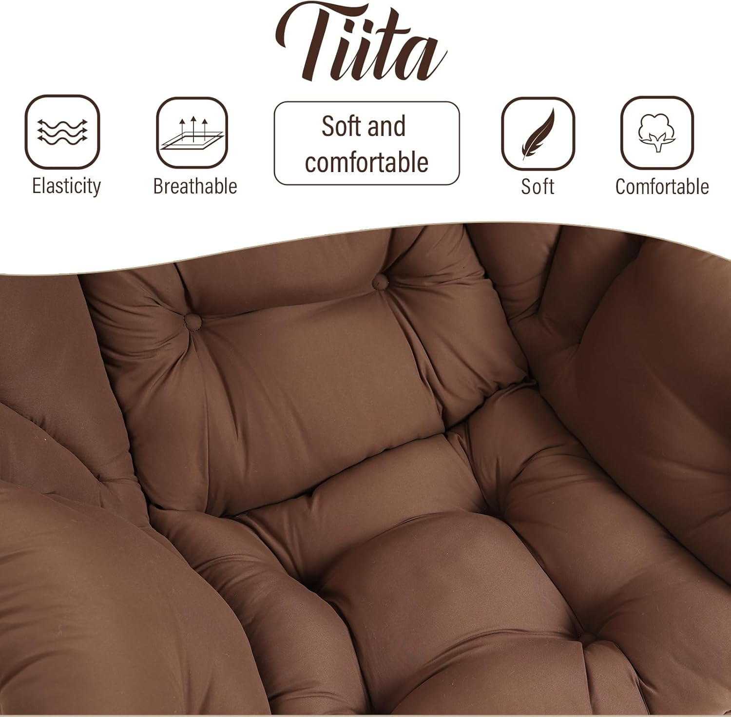 Tiita Lazy Chair with Ottoman, Modern Large Accent Lounge Armchair, Comfy Leisure Sofa Reading Chair with Footrest for Bedroom, Living Room, Dorm Rooms, Garden and Courtyard, Brown - Peach　Blue image number 4