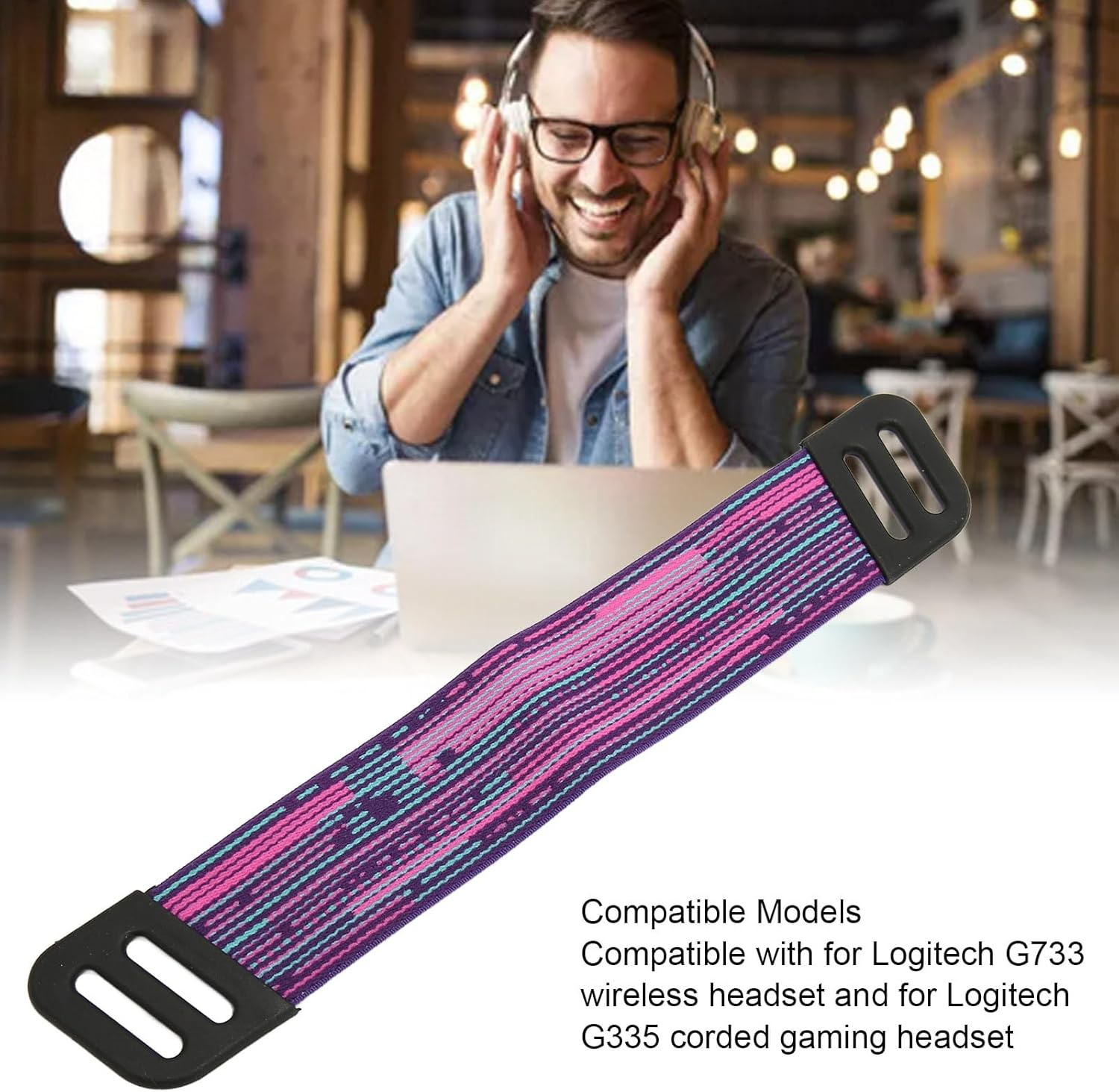 Ejoyous Headphone Headband Strap for Logitechg733 Wireless Headset G335 Wired Gaming Headset, Durable Fabric Soft Comfortable Easy Installation Colorful Design Seamless Replacement (Pink Blue)