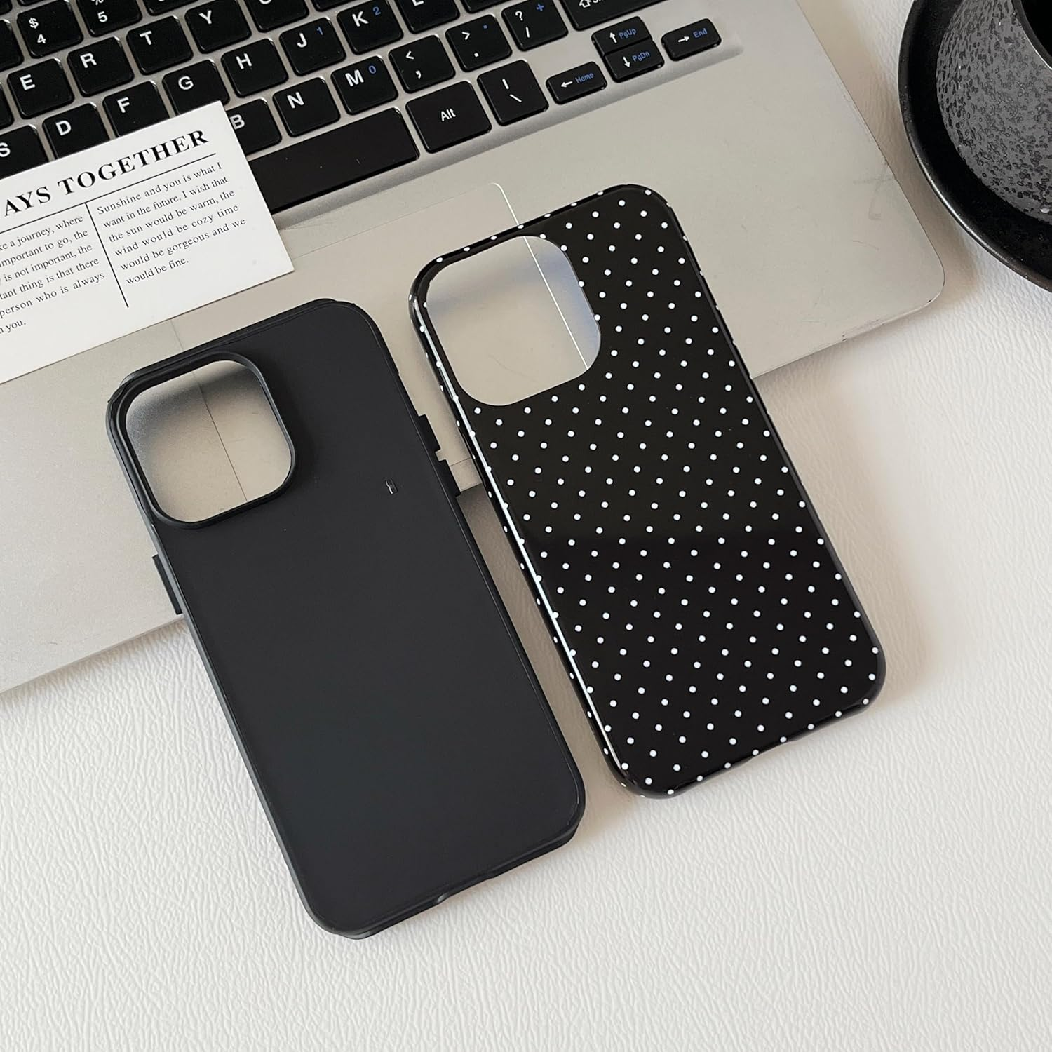 TQLGY for Iphone 14 Pro Case, Cute Polka Dot Phone Case Shockproof Slim Soft TPU and Hard PC Protective Cover for Women Girls, Black image number 4