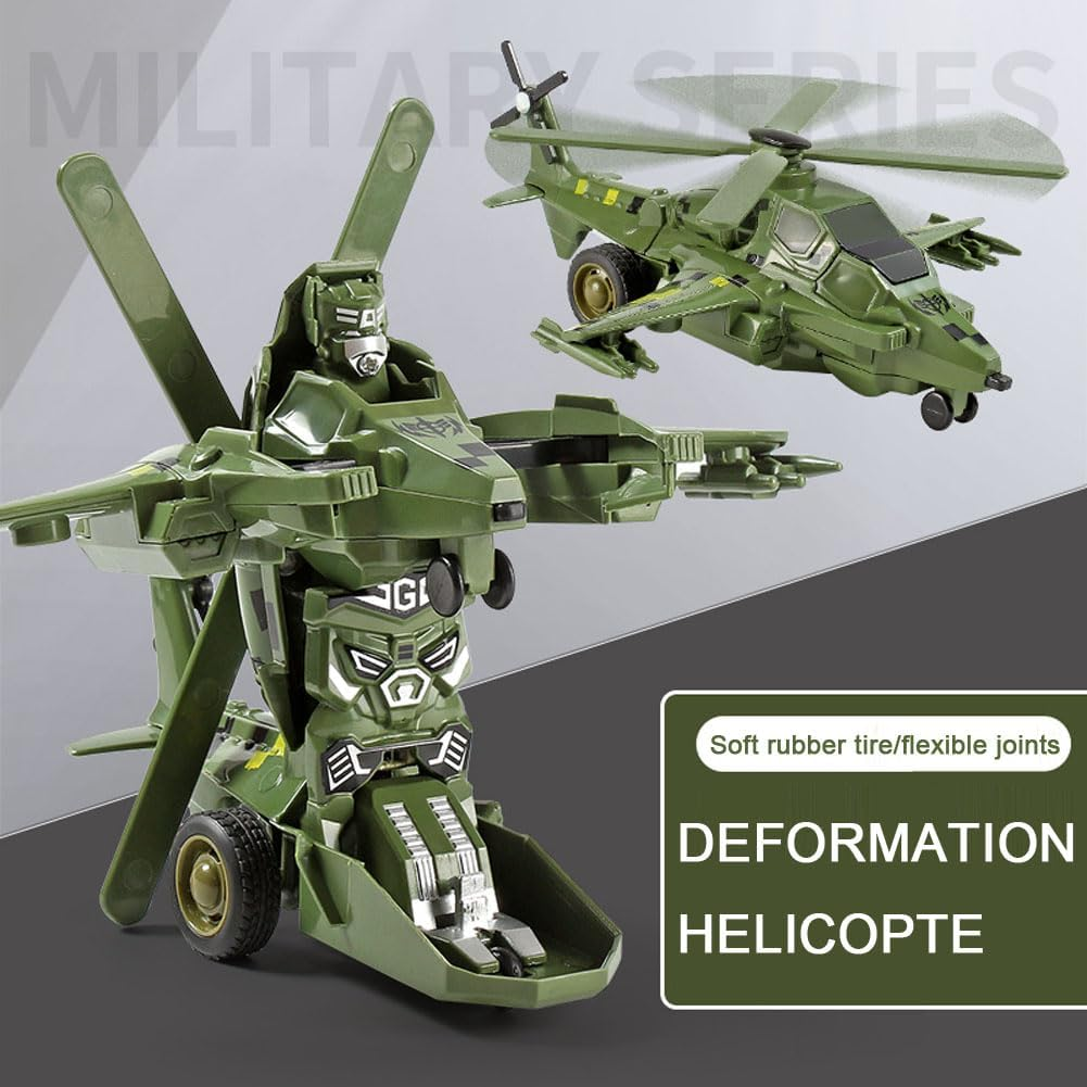 YOBOKO Transforming Airplane Toy Aircraft Robot Toy Kids Simple Airplane Model Toys Boys Funny Play Vehicles Gifts for Toddler Kids 3-8 Years (Green) - Green image number 2