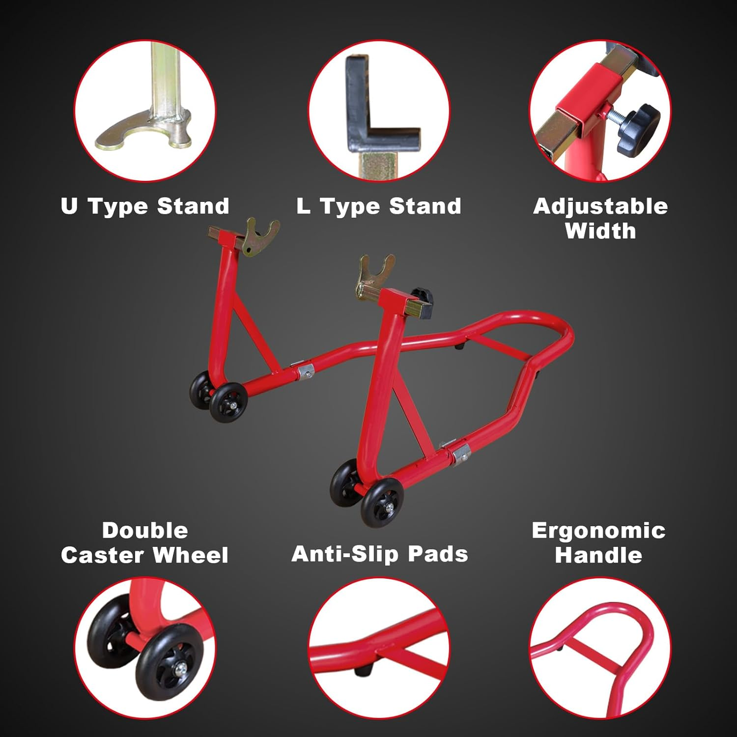 Jack Boss Motorcycle Stand Rear Combo Wheel Lift Stands, 500Lbs Capacity,Swingarm Spool Paddock Stands for Sport Bike,Fit for Yamaha Honda Kawasaki - Light Blue image number 4