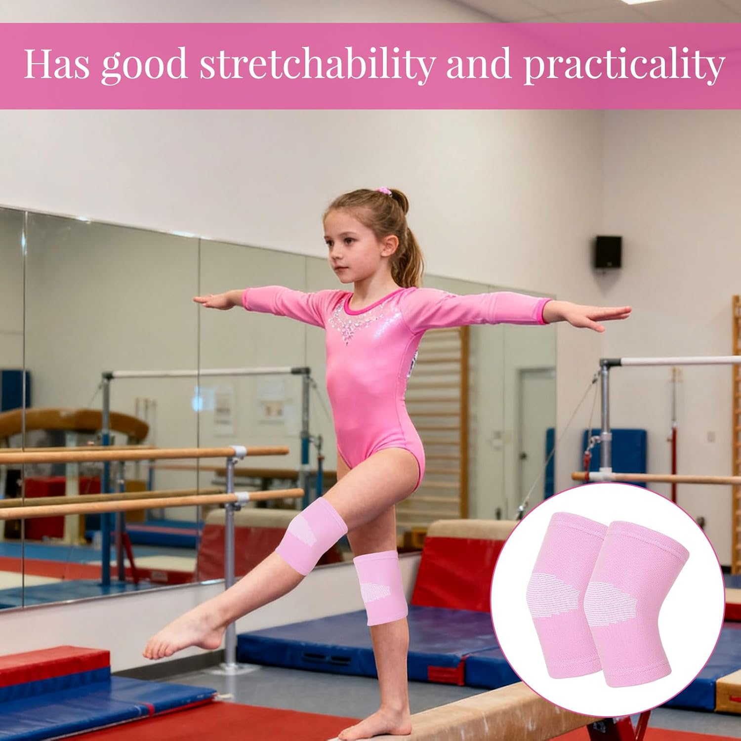 Knee Pads Kids, 2 Pcs Knee Brace, Knee Sleeves, Knee Support, Boys and Girls Compression Brace, Breathable Sleeves for Running, Dancing, Football, Volleyball, Pain Relief (7-12 Age)