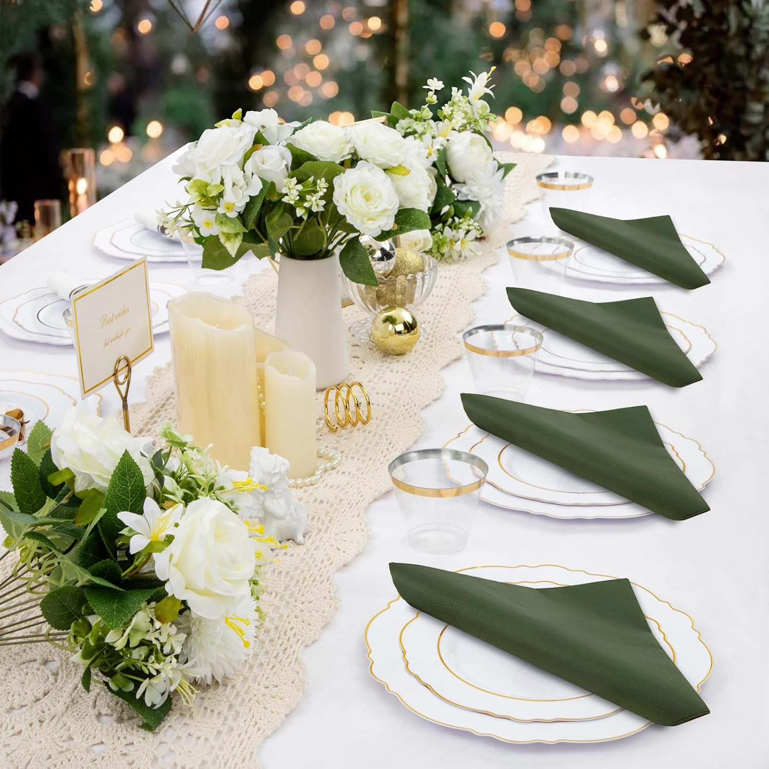 120 Pcs Green Paper Napkins, 33X33Cm Green Serviettes Party Napkins, Square Napkins Cocktail Napkins Luncheon Napkins for Party, Wedding, Family Gathering