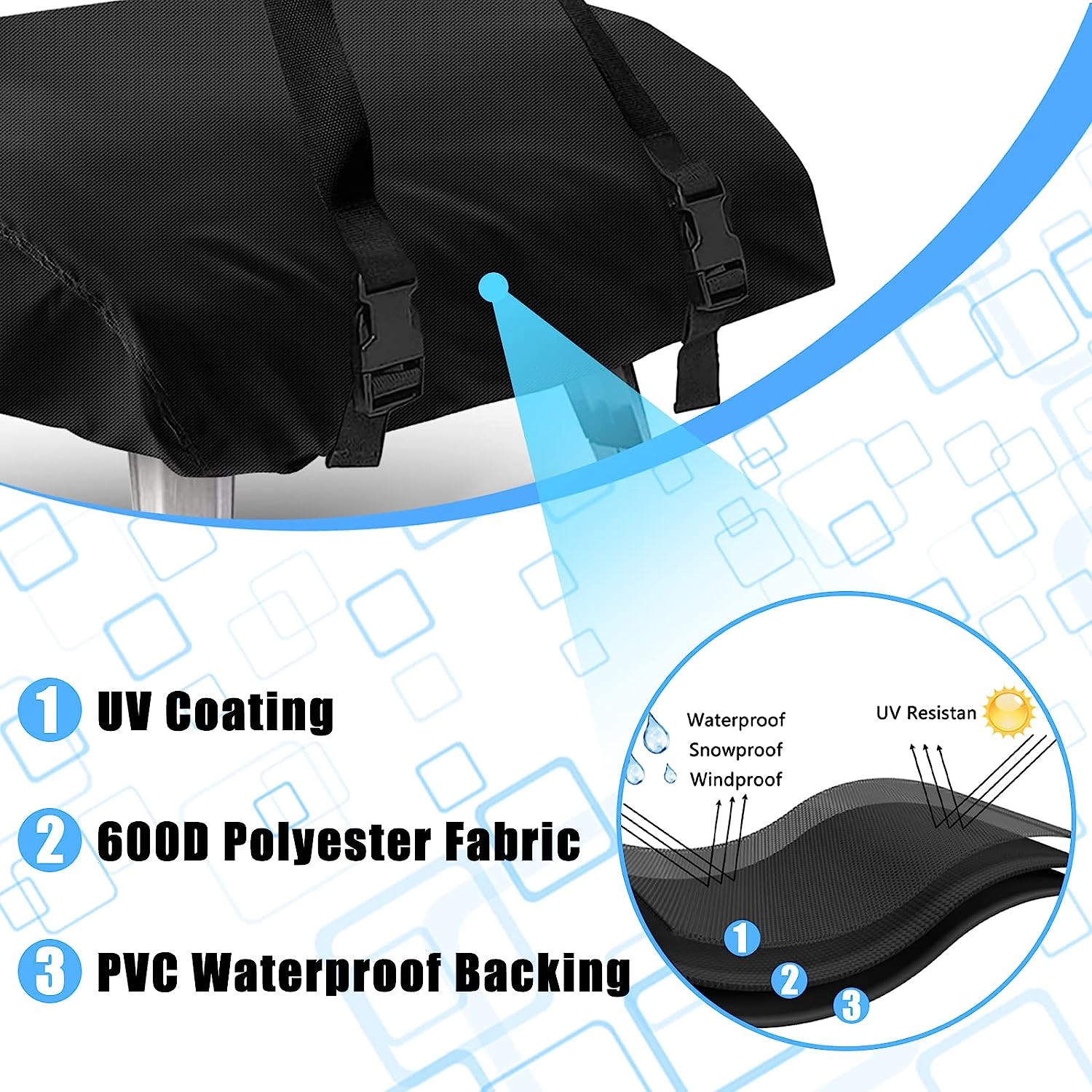 Carry Cover for Ooni Koda 12 Gas Pizza Oven, Kovshuiwe Outdoor Pizza Oven, Waterproof 600D Oxford Fabric, Pizza Oven Cover Accessories (25.2"X16.5"X6.7") image number 3