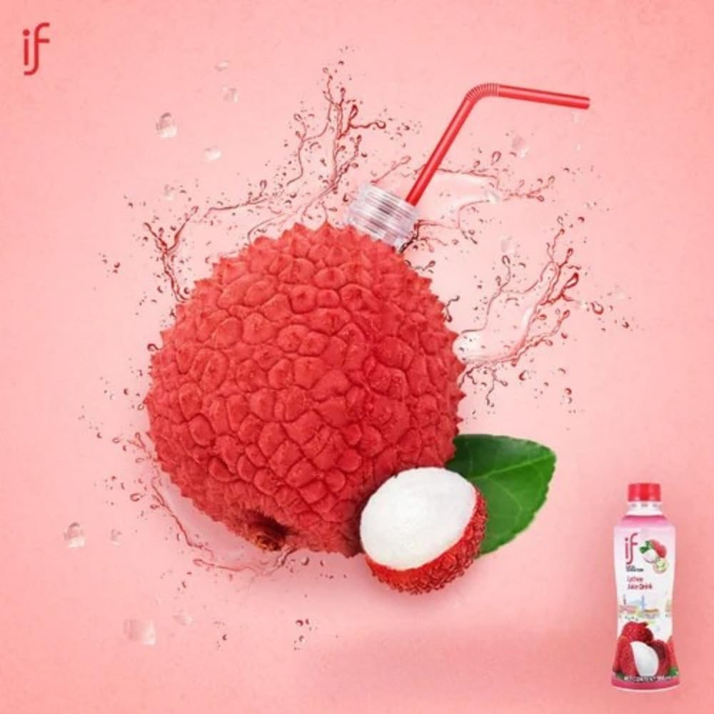 IF Lychee Juice with Aloe Vera | Refreshing Lychee Fruit Drink with Natural Aloe Pieces for Added Texture and Flavour | 350Ml Bottle