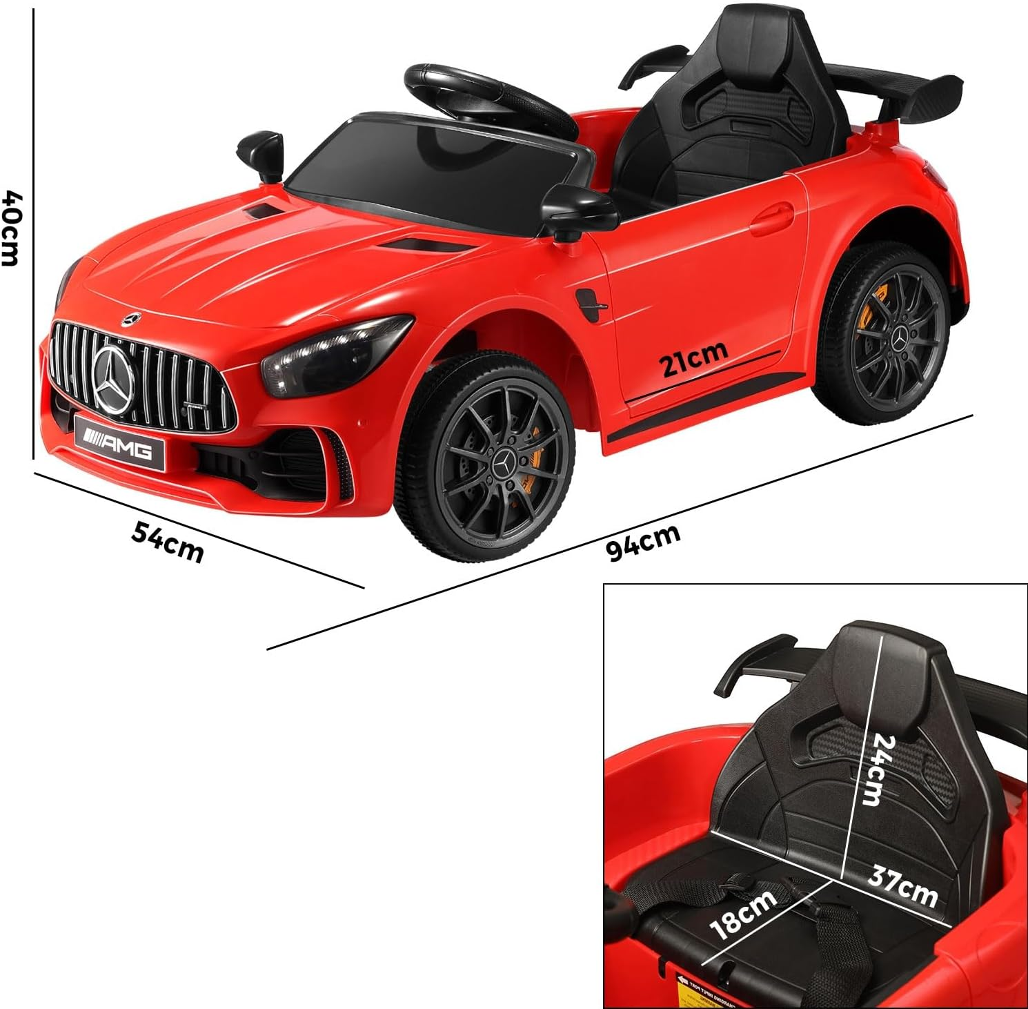Mazam Kids Ride on Car with Remote Control Mercedes-Benz AMG GTR Licensed Electric Car image number 5