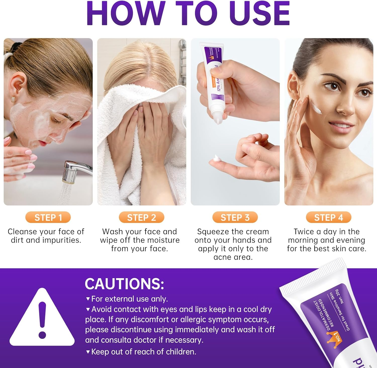 Azelaic Acid 12% Acne Cream,Azelaic Acid Serum with Niacinamide & Vitamin C Reduces Redness,Acne,Soothes Irritation,Azelaic Acid for Facial Exfoliation, Blackheads & Scars, 20G image number 2