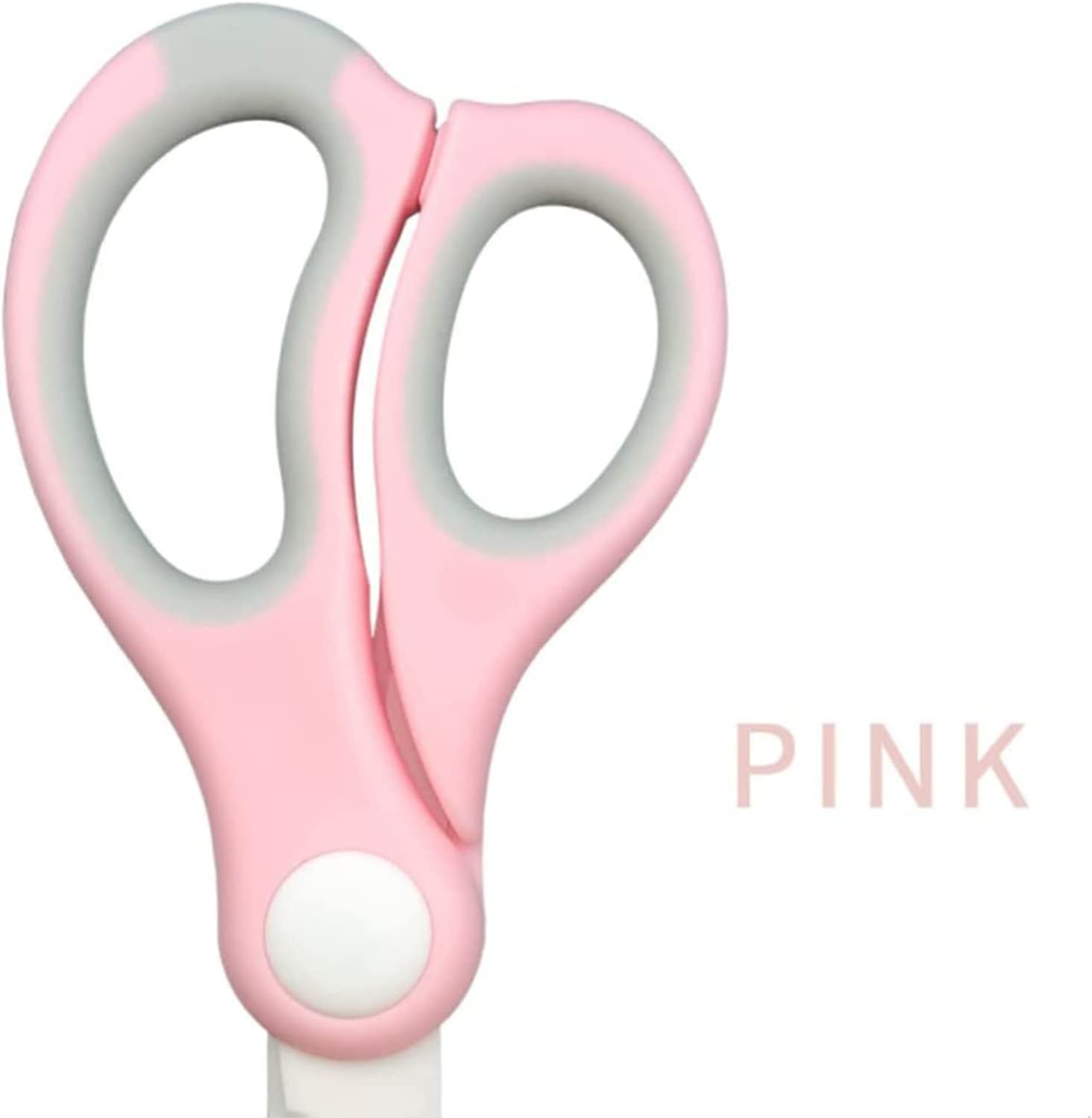 Portable Ceramic Baby Food Scissors Shears with Cover and Travel Case,Ceramics Shear Drop-Resistance Baby Safety Kids Food Feeding Accessories Scissors Tableware Household Tool (Pink) image number 4