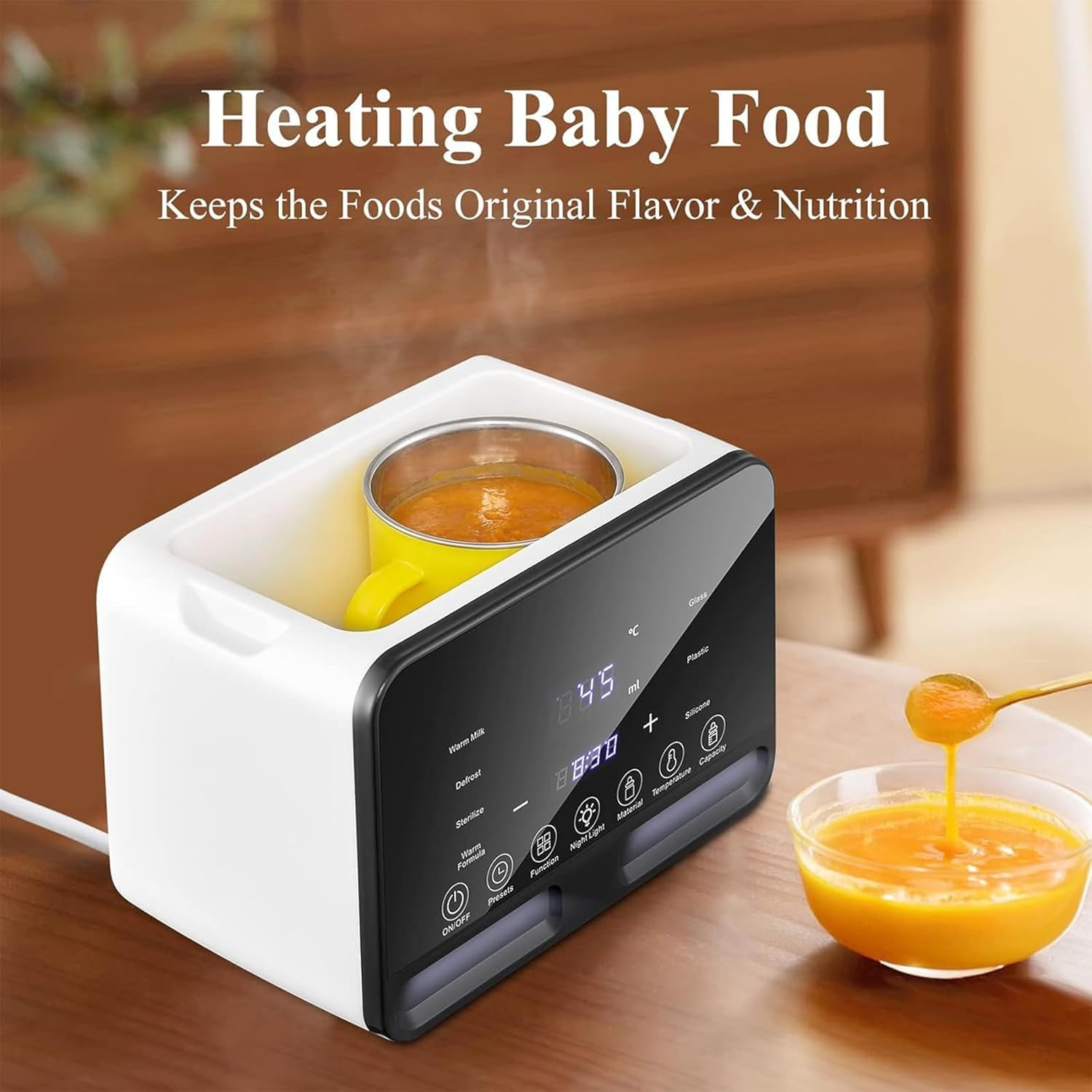 Baby Bottle Warmer, Baby Food Heater, for Breastmilk and Formula with Timer, Fits 2 Bottles, 24H Constant Warming, with Defrost, Heat Baby Food Jars, Sterili-Zing Function, Accurate Temp Control image number 5