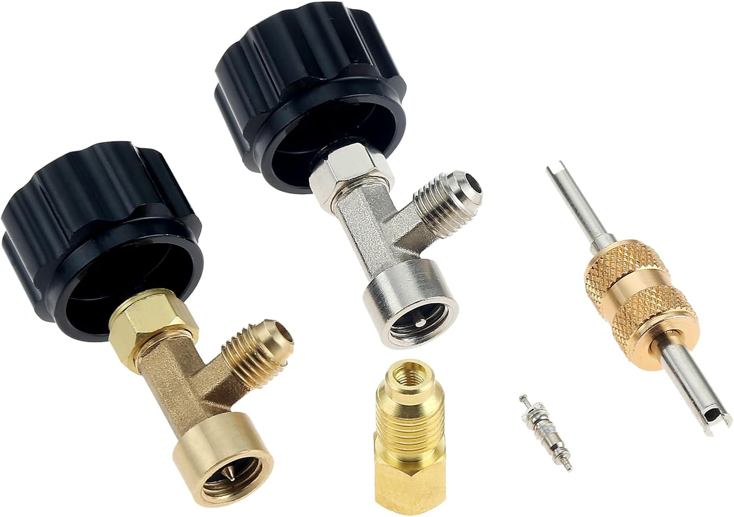 R134A Can Tap, Automotive R134A Self Sealing Can Tap, AC Puncture Freon Can Tap with Refrigerant Tank Adapters and Valve Core Removal Tool for Automotive AC Systems Refilling (Black) image number 5