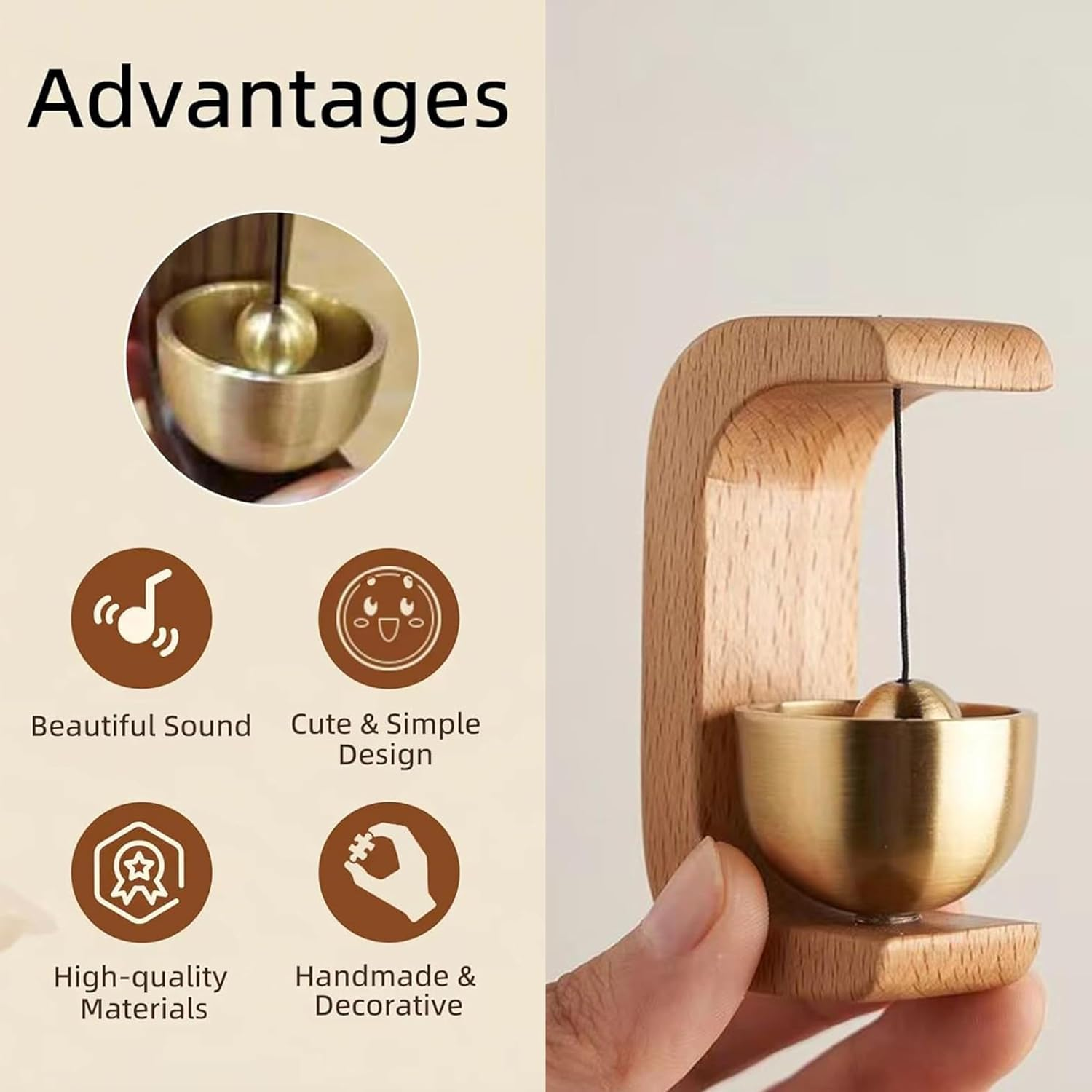 Magnetic Shopkeepers Bell for Door Opening | Cute Simple Design | Easy-To-Use Entry Alert Bell for Cafes, Stores, Pet Doors & Refrigerators image number 2