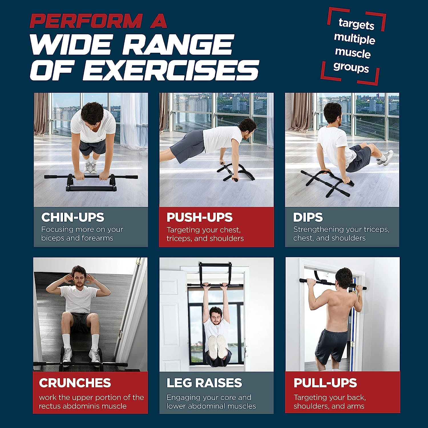 Sagler Pull up Bar Doorway Heavy Duty Chin up Bar Trainer for Home Gym Doorway Pull up Bar or Dip Bar image number 5