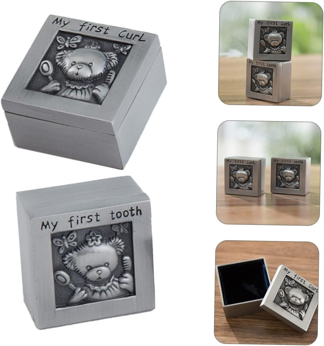 ERINGOGO Teeth Collection Box Metal Keepsake Organizer for Milestone Memories Tooth Holder Case Keepsake Box Memory image number 5