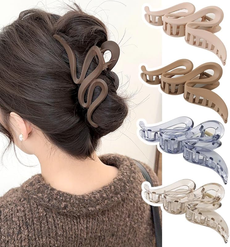 Hair Claw Clips 13CM Large Simple Fashion Wave Shape Frosted Matte Transparent Bright Hairpin Shark Clip Headdress Hair Accessories image number 4