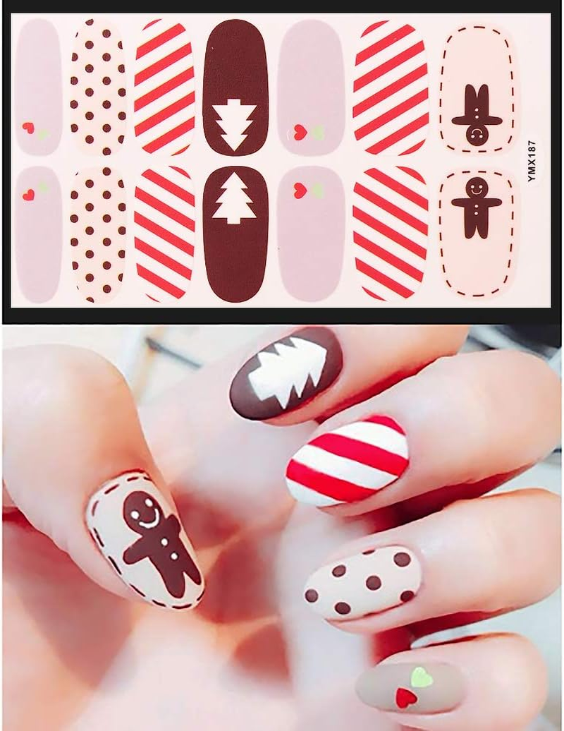 SILPECWEE 14 Sheets Christmas Adhesive Nail Polish Stickers Strips and 1Pc Nail File Holiday Nail Wraps Decals Manicure Accessories image number 3