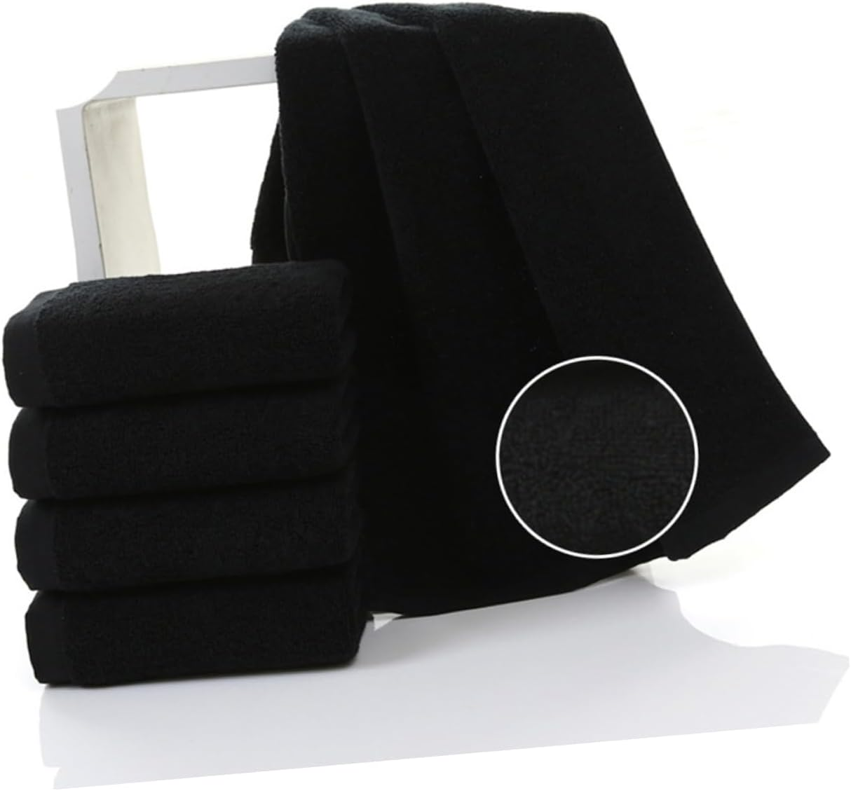 SHOWERORO Cotton Black Face Towel Fast Drying Highly Absorbent Extra Large Hotel Quality Towel for Home Spa Travel image number 2