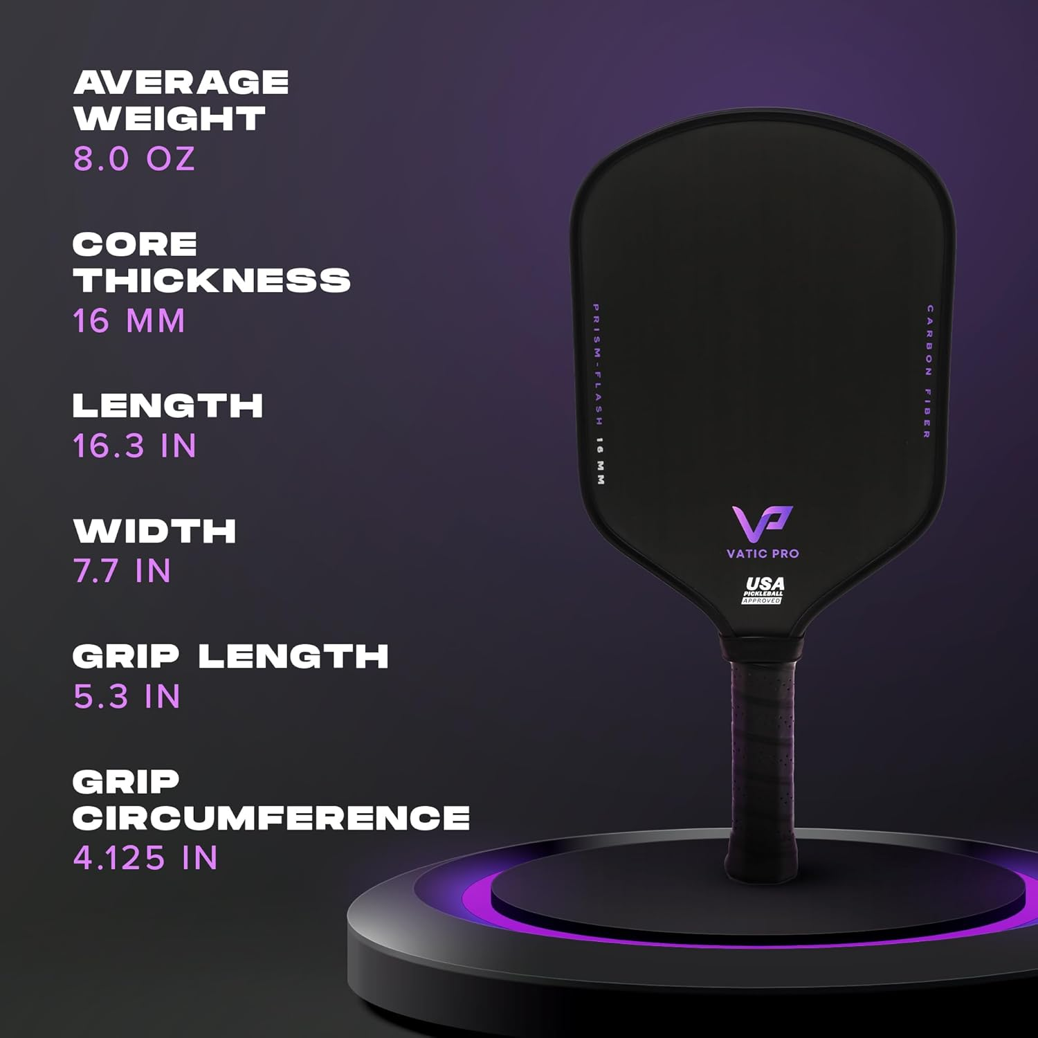 Vatic Pro Prism Carbon Fiber 16Mm - Foam Injected Walls - Includes Paddle Cover image number 3