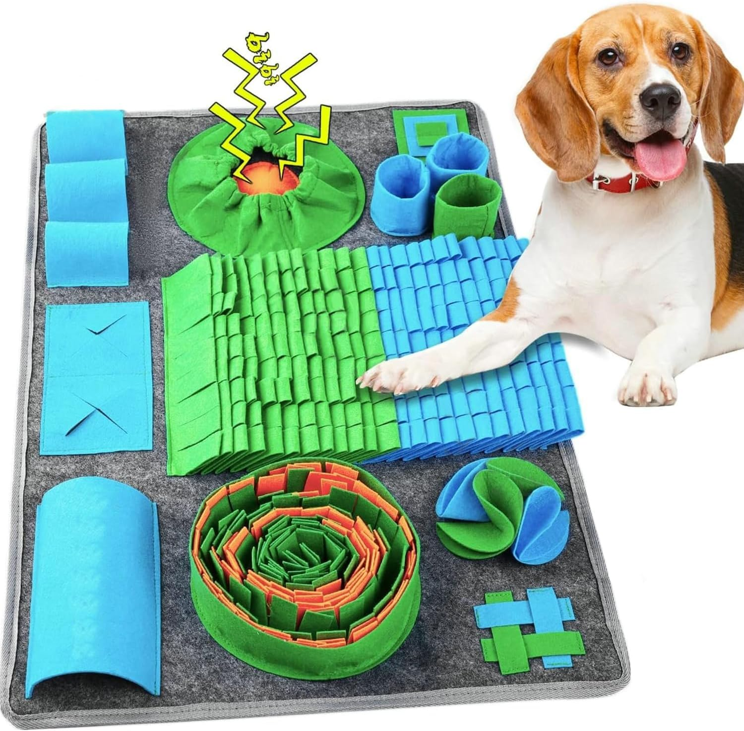 Bytebliss Snuffle Mat for Dogs, Interactive Feeding Game for Boredom and Mental Stimulation, Sniff Mat Helps Small Dogs and Cats Slow Eating and Keep Busy image number 4