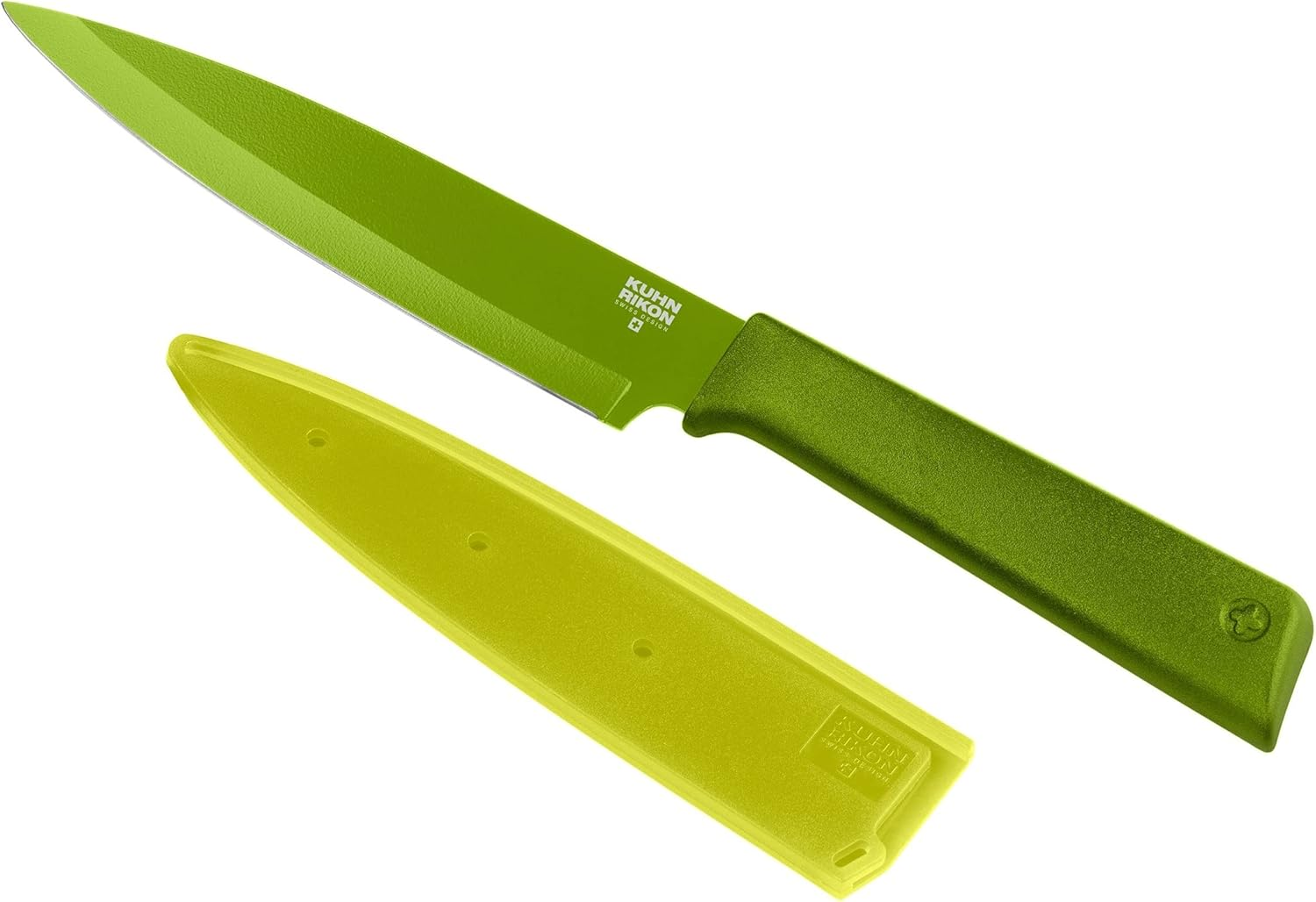 Kuhn Rikon Colori+ Cheese Knife (Set of 3), Black Serrated Paring Knife 4" Green