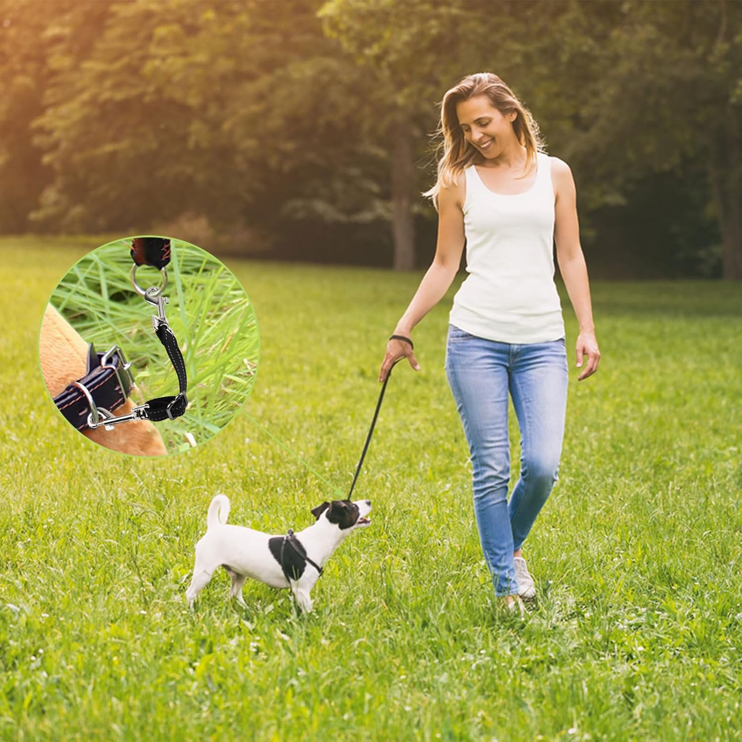 UFURMATE Dog Collar Clips, Adjustable Double Sided Collar Clasp, Leash Connector, Quick Release, 360 Degree Rotating Clips for Dog Walking, Camping, Hiking, Black, 2 image number 1