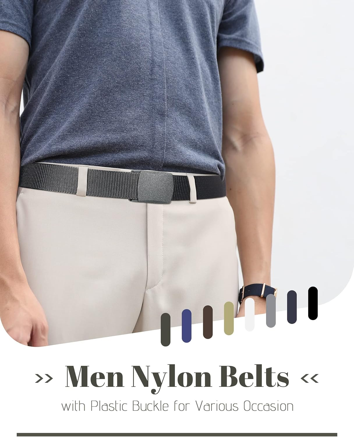 Geyoga 16 Pack Nylon Belts for Men Military Tactical 1.5 Inch Webbing Canvas Outdoor Web Belt with Plastic Buckle Gift for Men Women, White image number 2