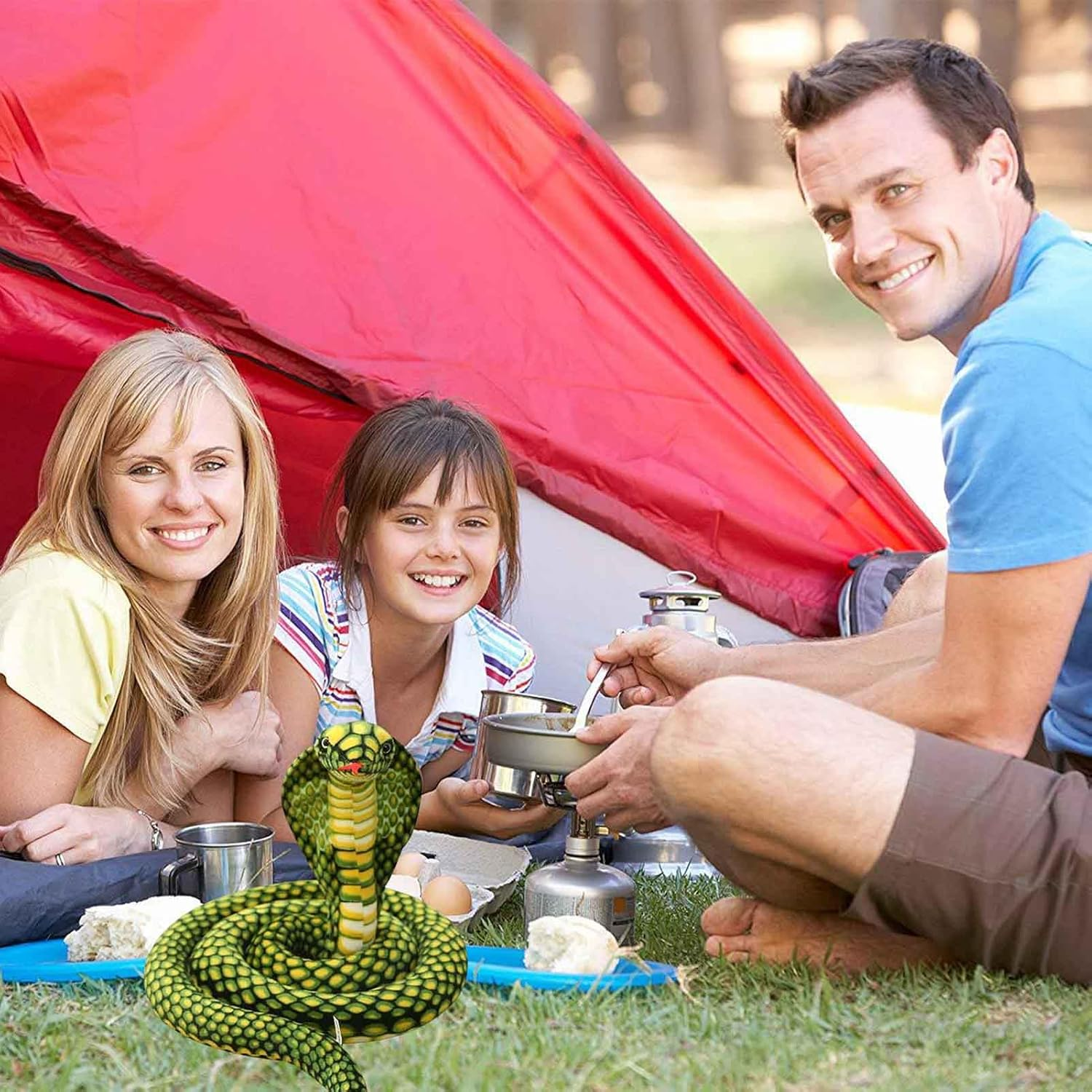 67 Inch Realistic Eyed Cobra Plush Toy,Large Snake Stuffed Animal for Pranks,Parties,And Decor(Green)