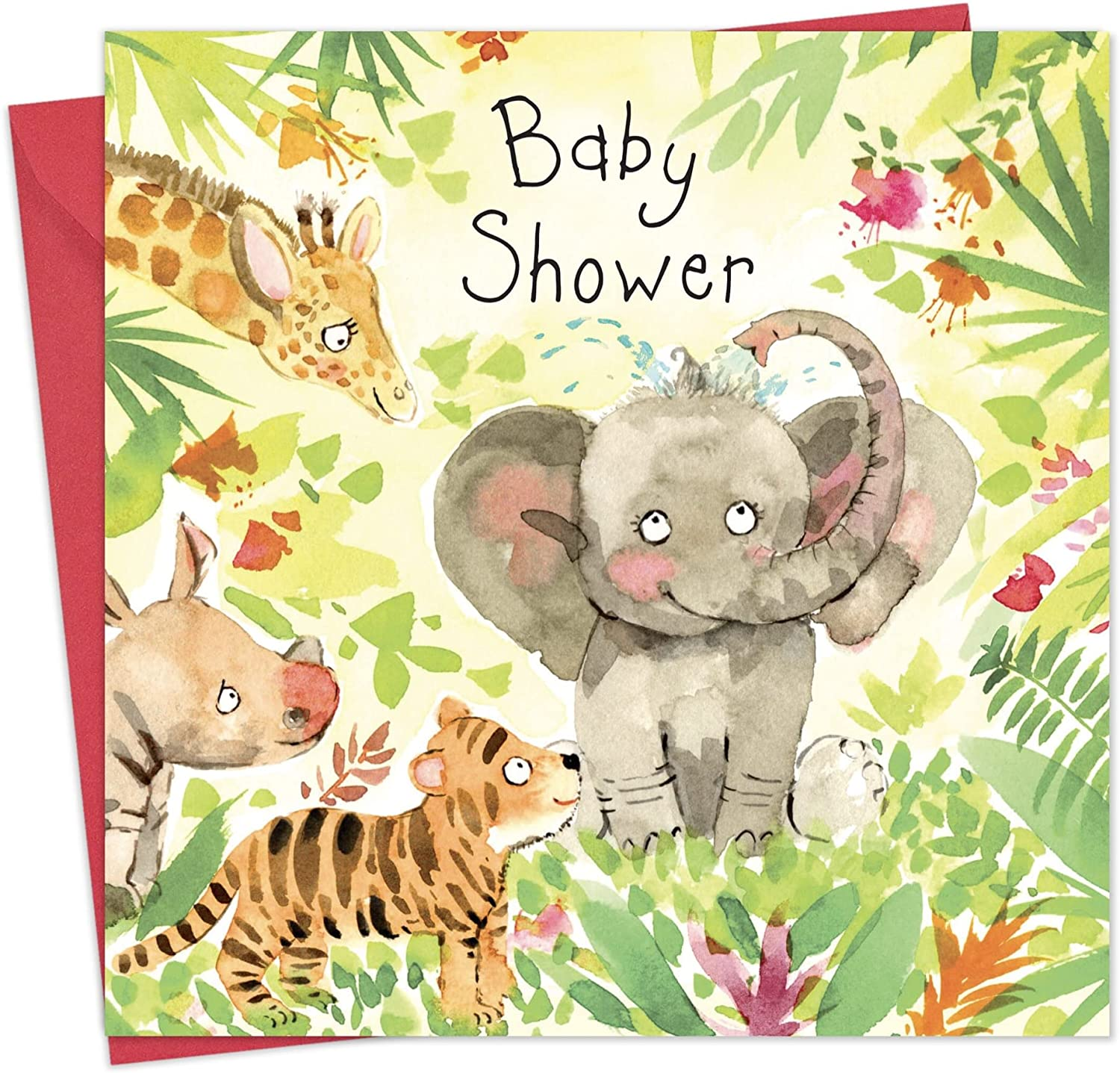 Twizler Baby Shower Card with Elephant & Animals - New Baby Boy or Girl Card - Congratulations Mum to Be Gifts image number 3