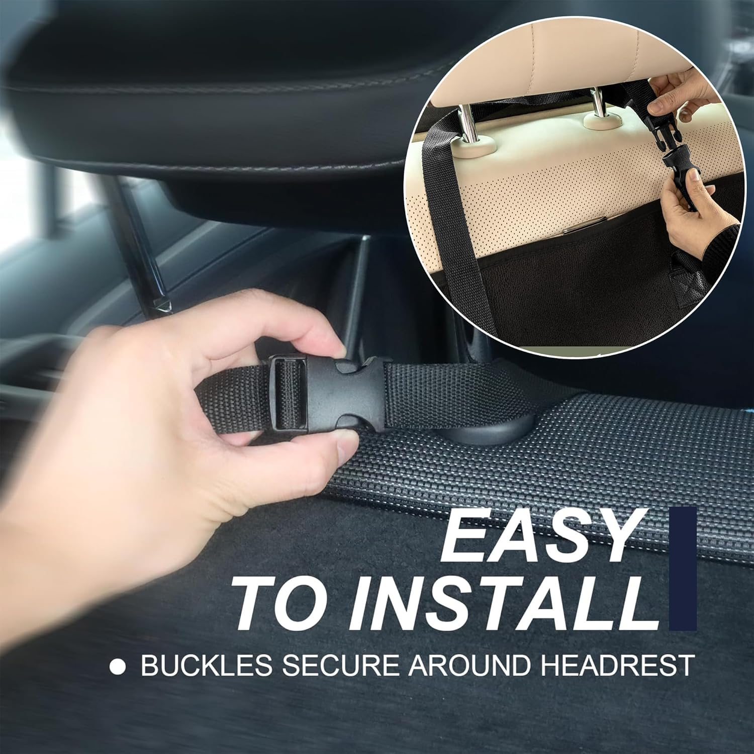 Car Seat Cover, Waterproof Sweat Towel Seat Cover, Black Universal Non-Slip Bucket Seat Protector for Car Truck SUV Seat, Auto Seat Pad for Pet & Kid, for Outdoor Sport Activities (Black Backseat) image number 4