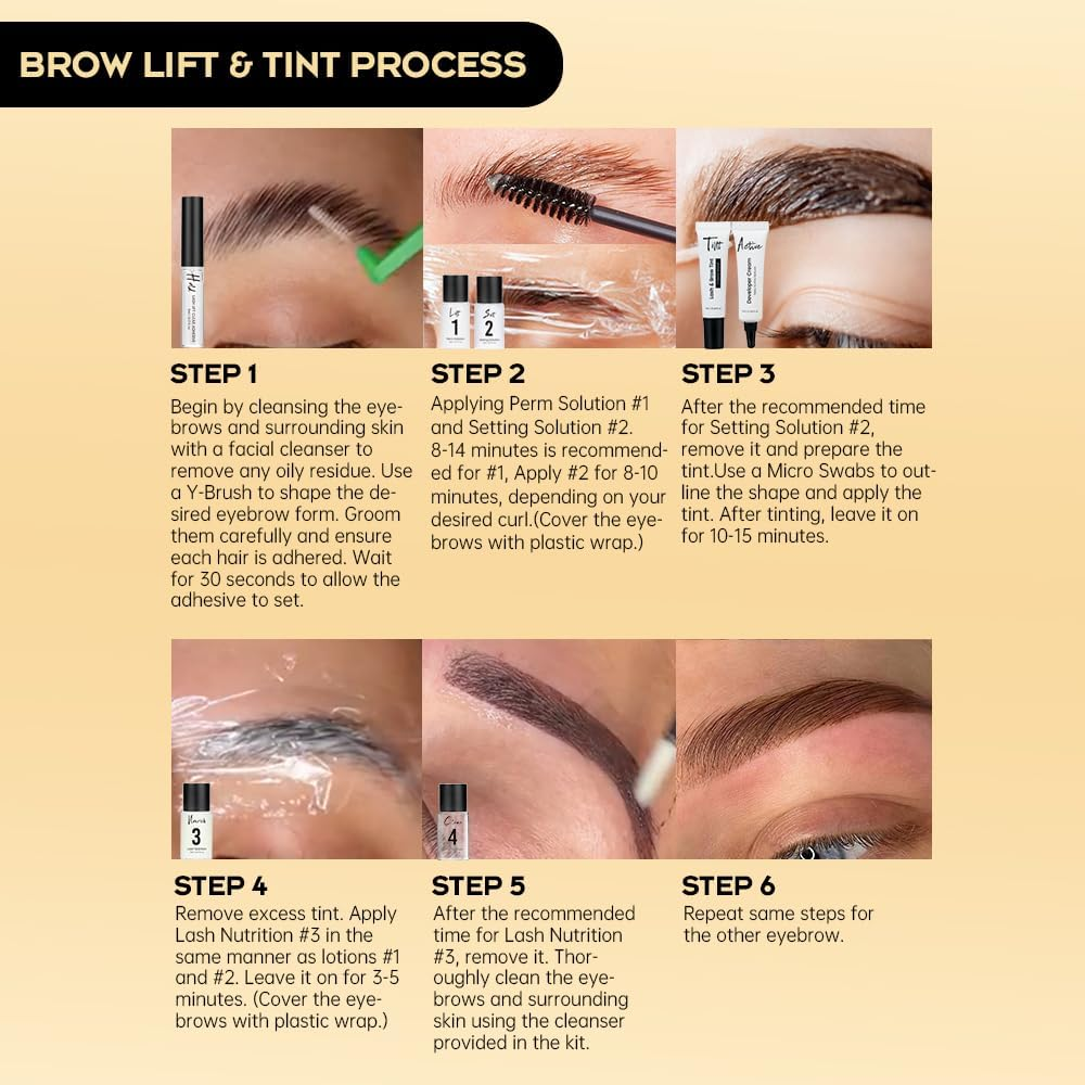 Gollee 4 in 1 Lash Lift and Brow Lamination Kit Black Eyelash & Eyebrow Set Professional Eyelash Perm Kit with Detail Instruction and Complete Tools Easy for Beginner Achieve Salon-Quality at Home image number 6