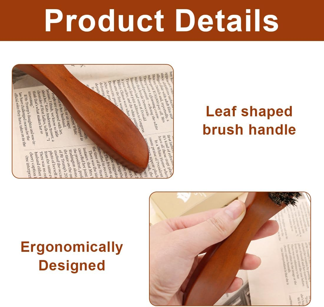 AEIOPRS 1 X Boar Bristle Brush Hair Brush with Wooden Handle Beard Comb Men Sleek Bun Brush Toupee Brush for Long Thick Curly Wavy Dry or Damaged Hair and Beard Styling image number 5