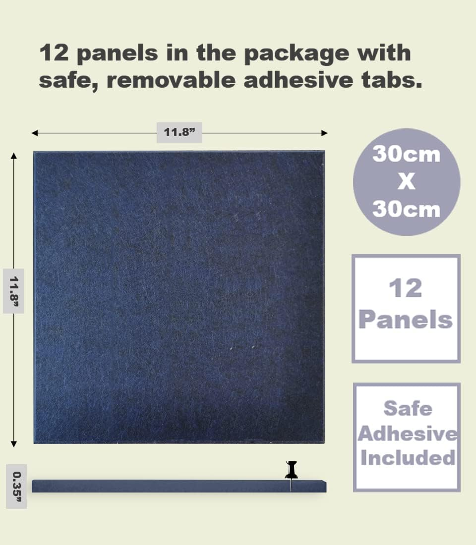 DECORITA Blue Felt Bulletin Board 47"X35" | Large Cork Bulletin Board Alternative for Office, Home & Classroom | Felt Wall Tiles (12-Pack) | Blue Classroom Decor Office Supplies | Dark Blue image number 3