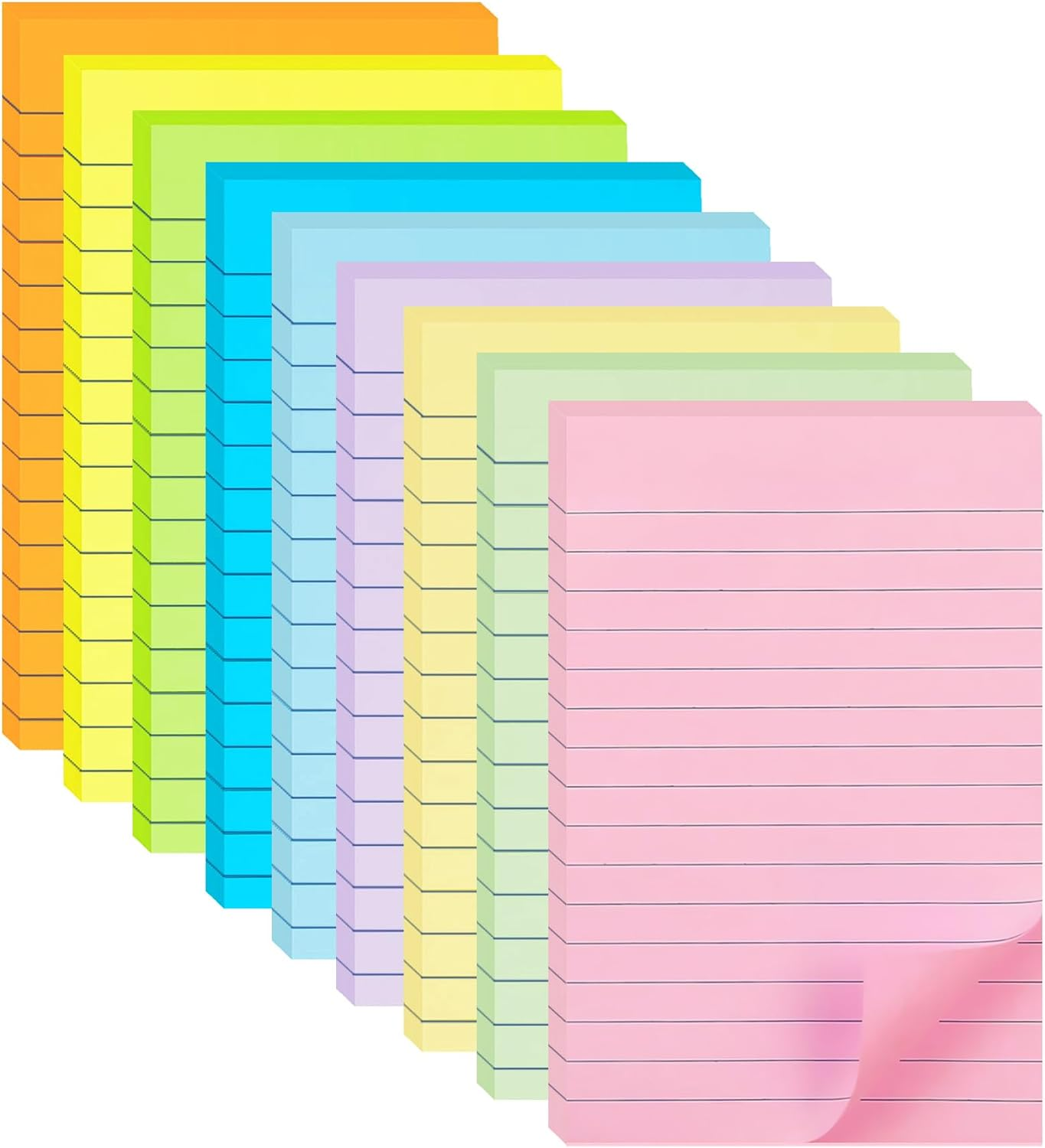 9 Pack Lined Sticky Notes 4X6, 9 Pastel Colors, 315 Sheets, Super Sticking Power, Office, Home, Notebook image number 5