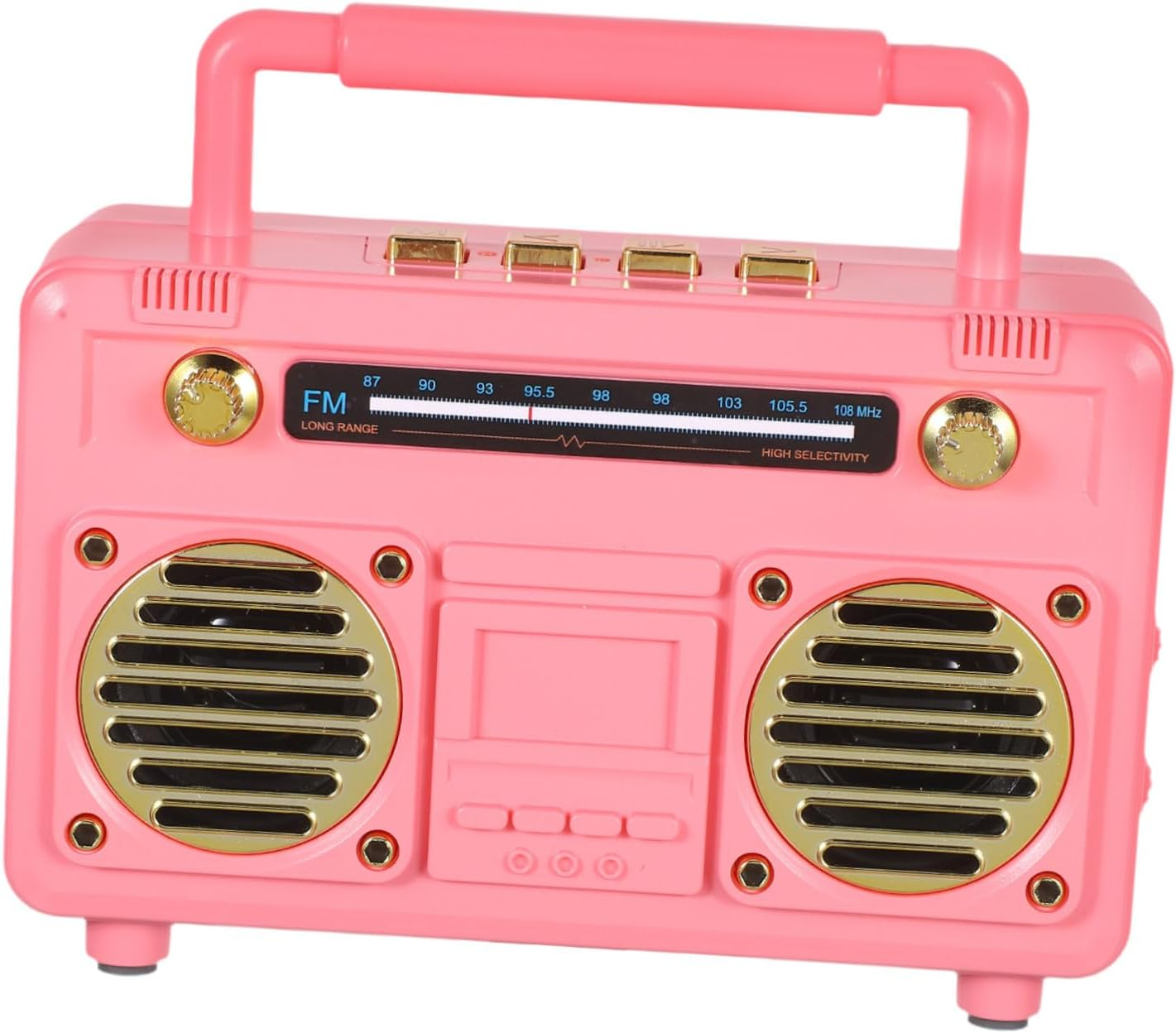 CATIEBYE Retro Speaker Mini Portable Wireless Radio with Built Subwoofer Design for Outdoor Adventures Parties Bedroom and Desk Decor Pink image number 1