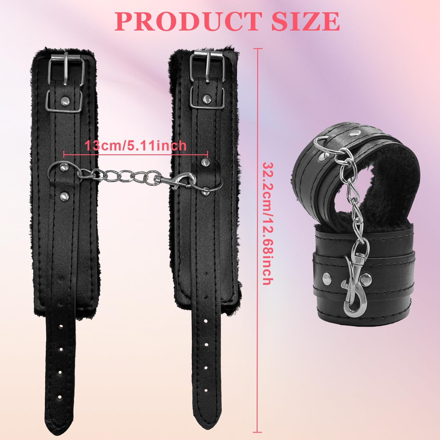 Adjustable Handcuffs Ankle Bracelets,Restraint Set Toy Eco Friendly Gift, Training Bed Set - Black 1 image number 5