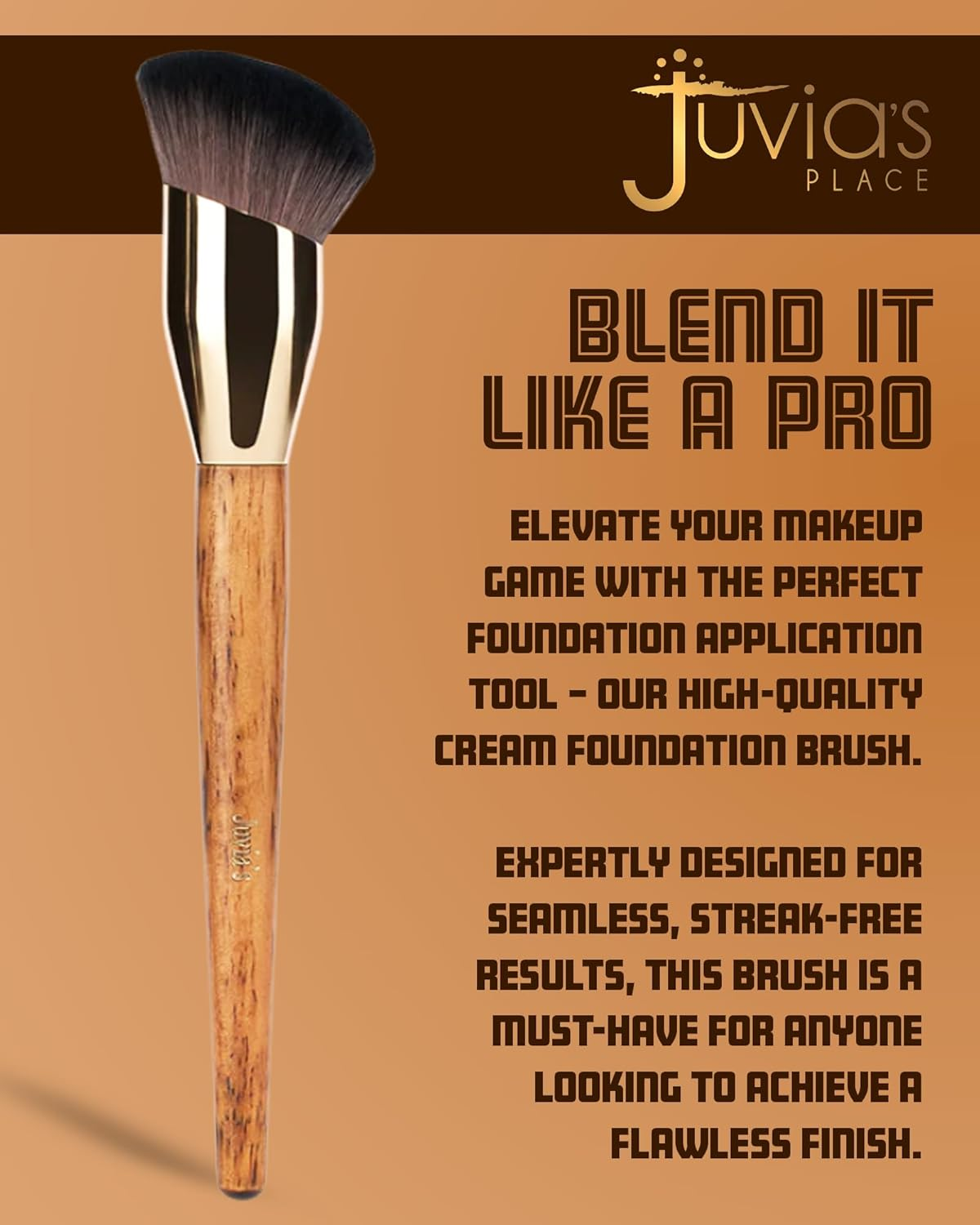 Juvia'S Place BRONZED J302 Cream Foundation Brush - Dense Soft Bristles for Smooth Blending, Airbrushed Finish - Ergonomic Handle for Precision Contour - Foundation, Cream, Liquid & Mousse Formulas image number 2